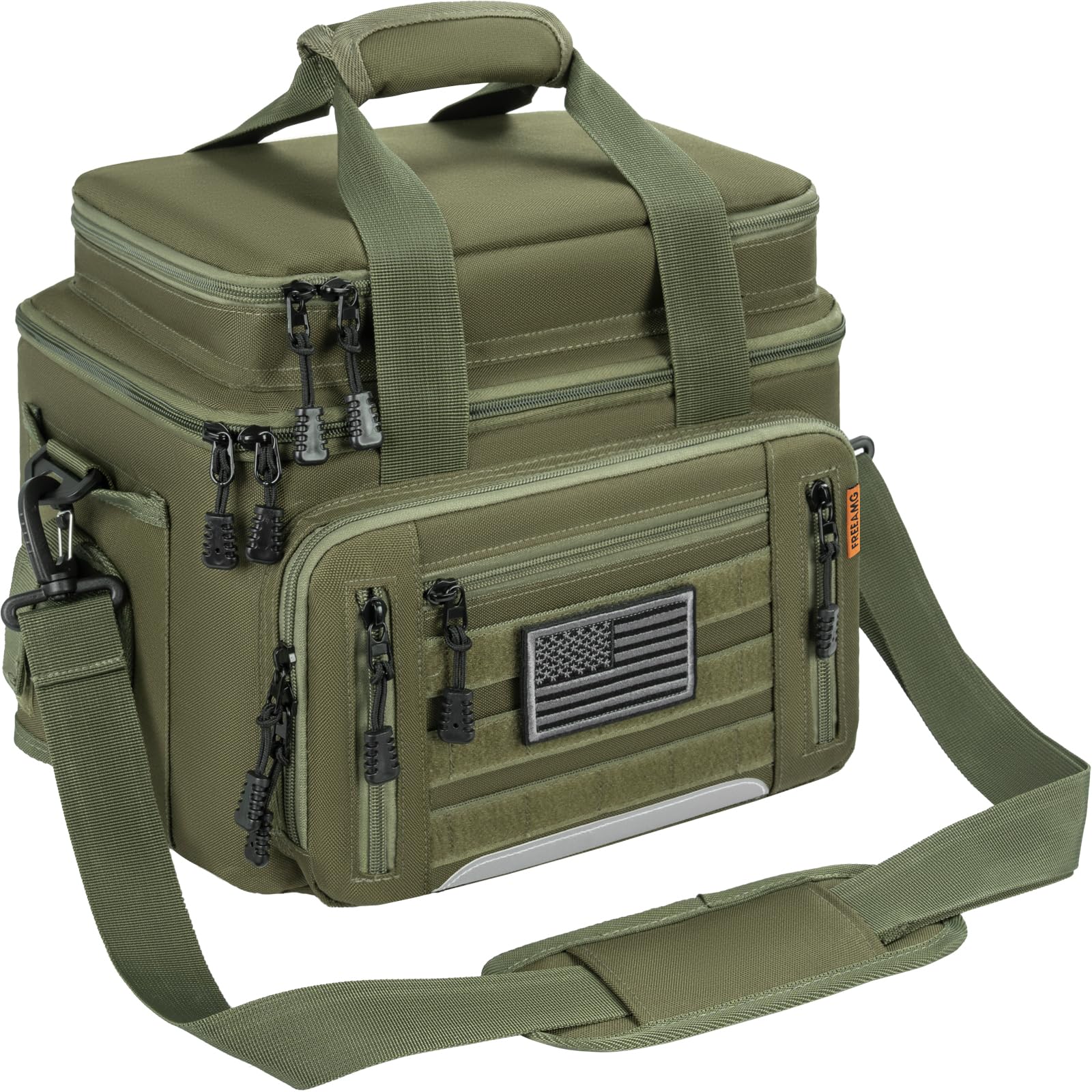 FREEAMG Fishing Tackle Bag Water-resistant Fishing Gear Bag for Saltwater & Freshwater Large Soft Tackle Box Green (Tray Not Included)