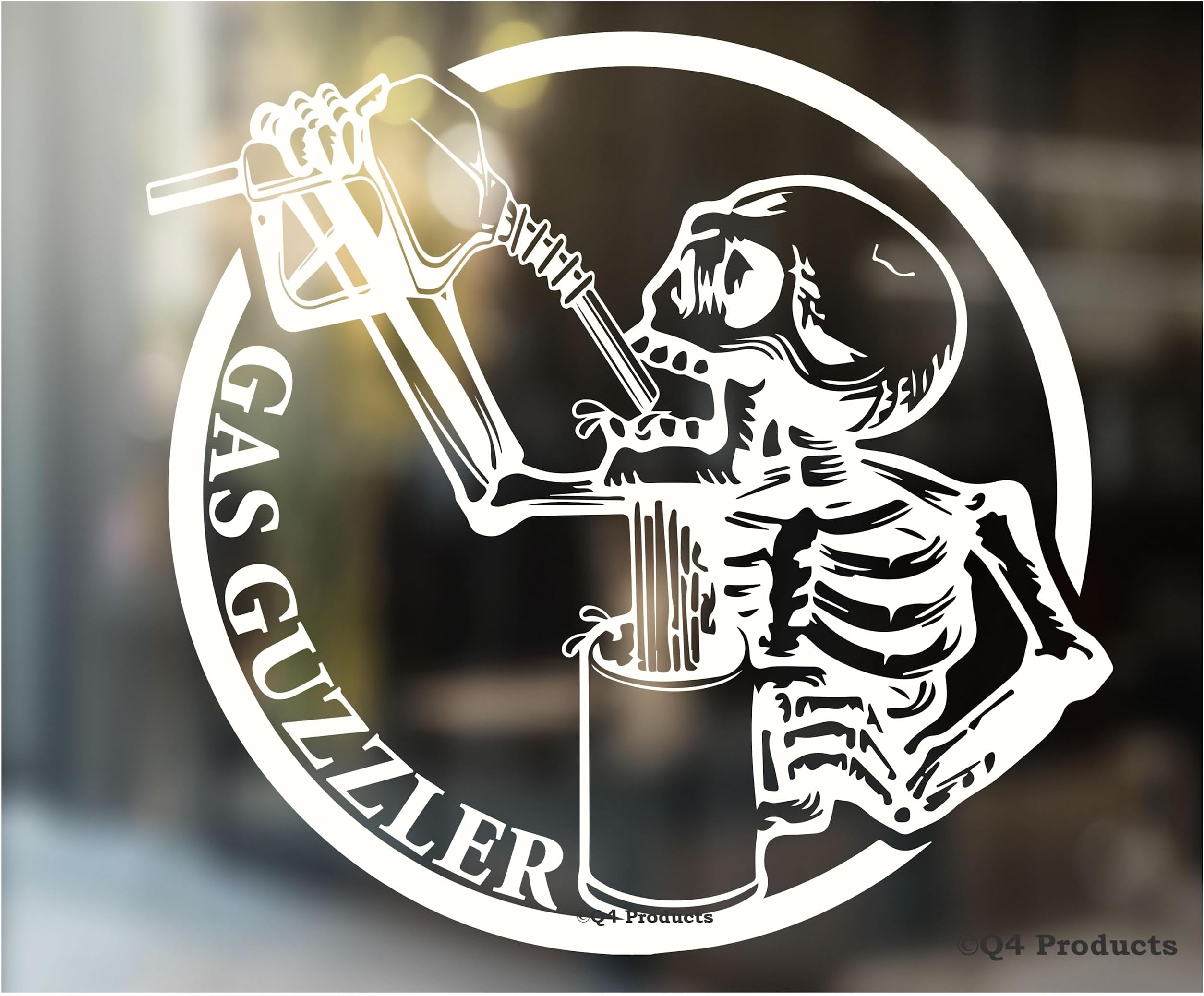 Gas Guzzler Sticker - Funny Skeleton 4x4 Truck Decal Sticker