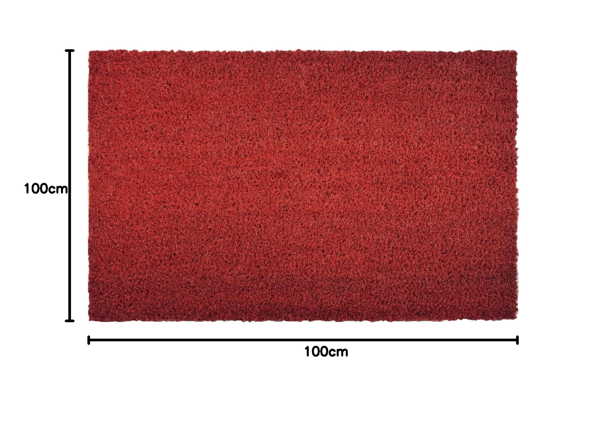 casa pura Paillasson d'entrée en Fibre de Coco Premium, Antidérapant, Tapis d'entrée Usage intensif, Tapis pour l'entrée Absorbant, Dense Velours Résistant (23 mm, 100 x 100 cm, Rouge)