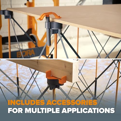 Miniatura 6 de BORA Centipede Workstand CK625 76 cm X 61 cm X 122 cm Soporte de trabajo Centipede de acero con caballete de sierra y accesorios adicionales