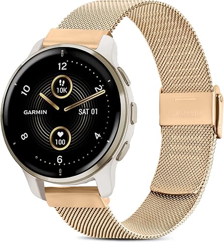 Correas de metal para Garmin Venu  Venu 2 Plus  Venu Sq Correa de reloj para mujeres y hombres, correa de repuesto de acero inoxidable de 0.787in
