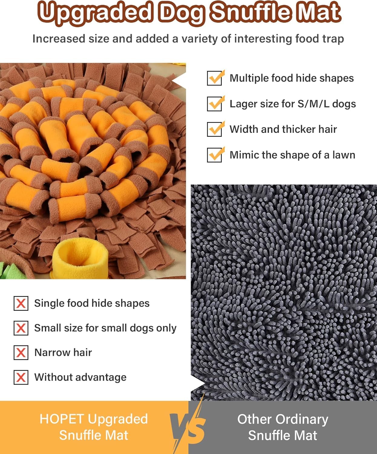 HOPET Schnüffelmatte für große Hunde, interaktive Trainings-Futtermatte, geistige Stimulation und langsames Füttern, Spiel für alle Rassen