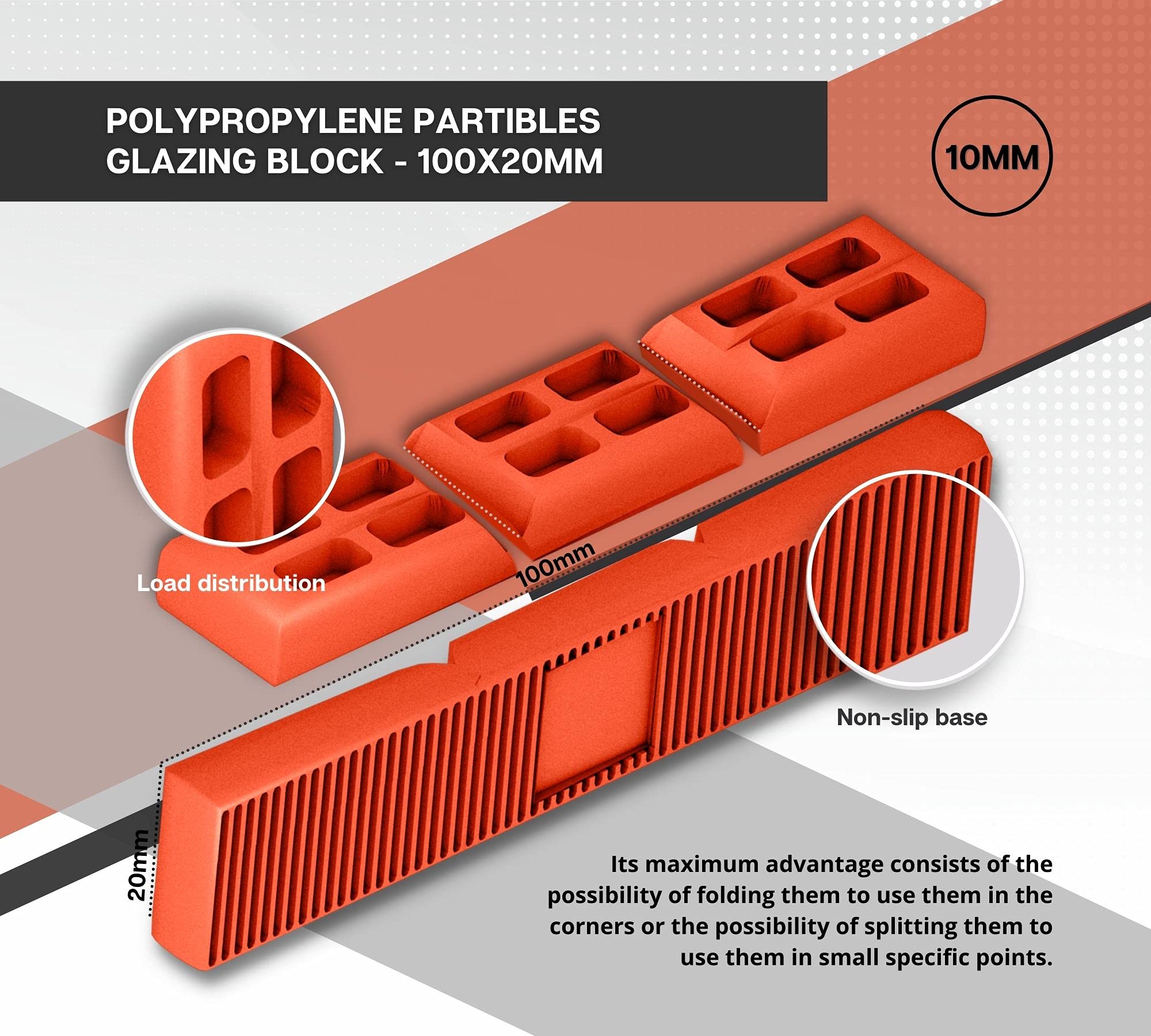 DOJA BARCELONA | Kliny plastikowe 10mm | PAKIET 300 | Klocki do szklenia, płytki dystansowe, klocki poziomujące