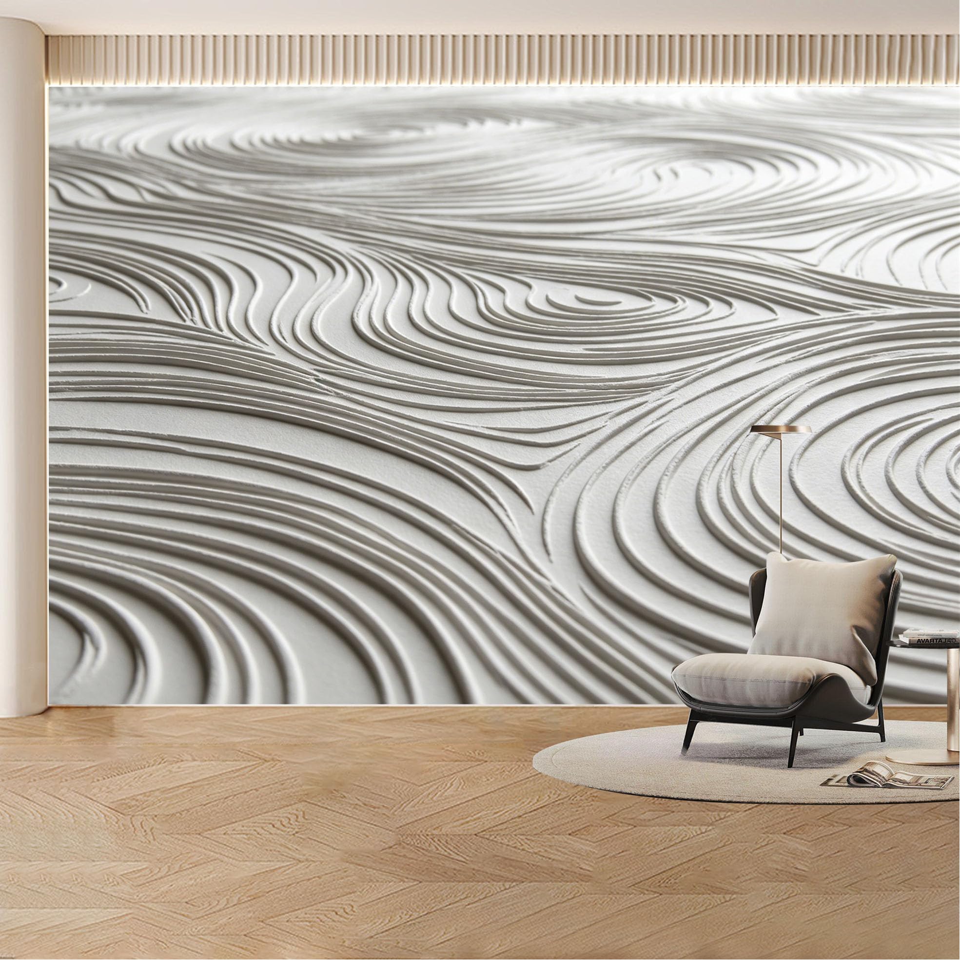 Custom Wall Mural Wallpaper Abstract Swirl Lines 3D Effect Wall Decor Large Wall Art Minimalist Modern Removable SelfAdhesive Large Photo for Living Room， Bedroom， Office