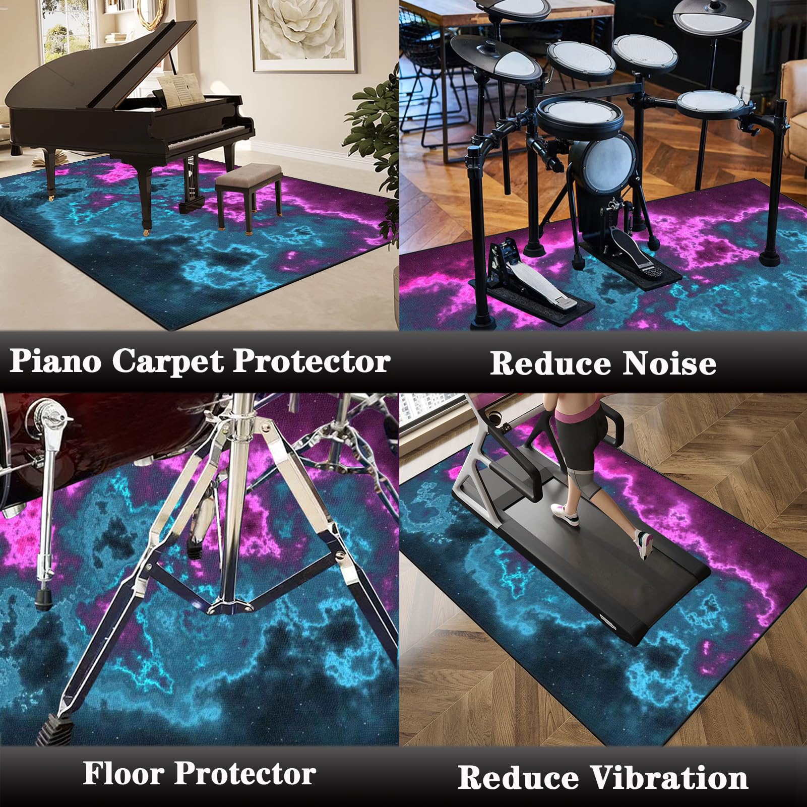 Mata perkusyjna Mata dźwiękochłonna elektroniczna mata bębnowa profesjonalna mata do perkusji Jazz Mata perkusyjna do dużych skarbów i innych instrumentów muzycznych 210 x 180 cm