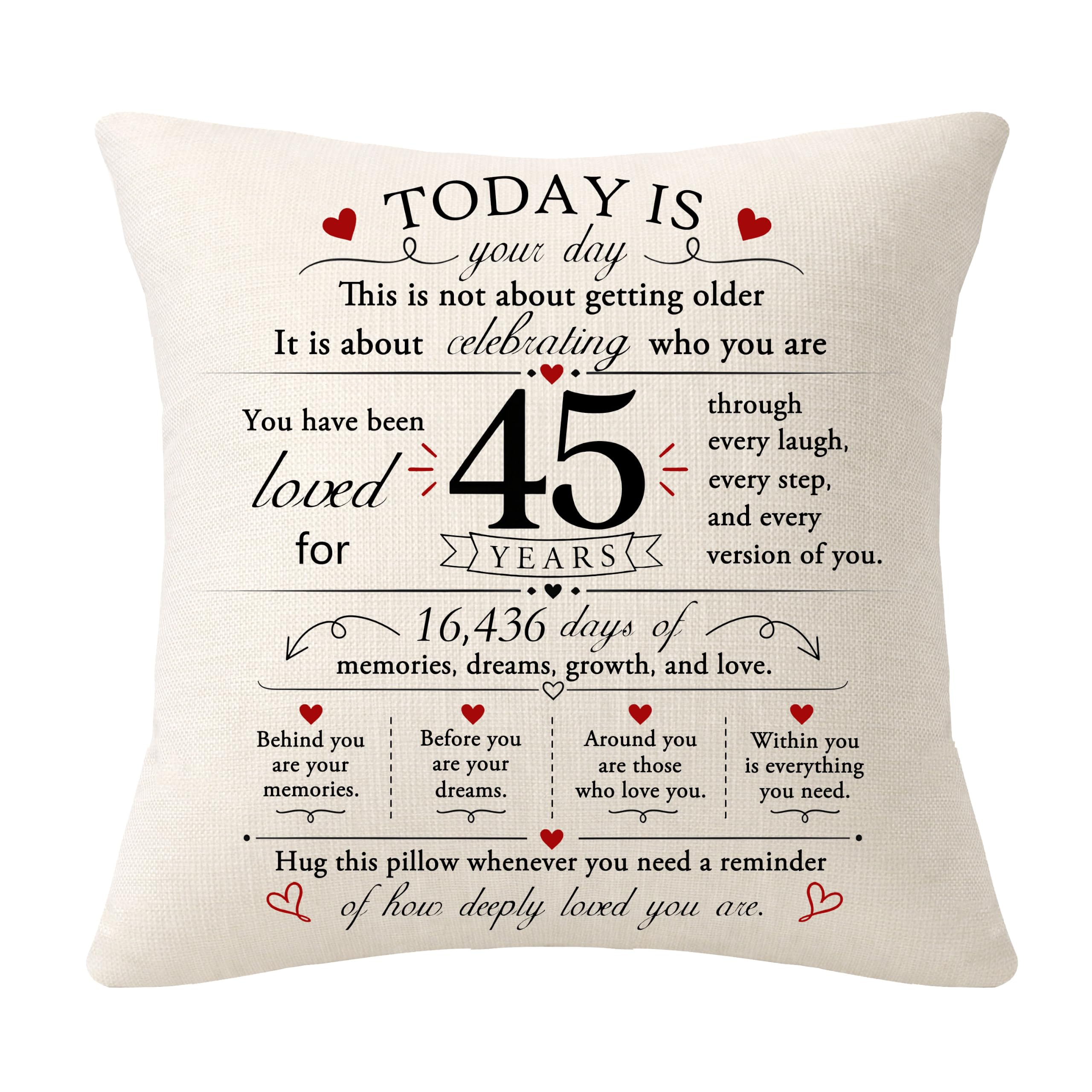 Bommex 45th Birthday Gift Cushion Covers for Women Men โ image 1