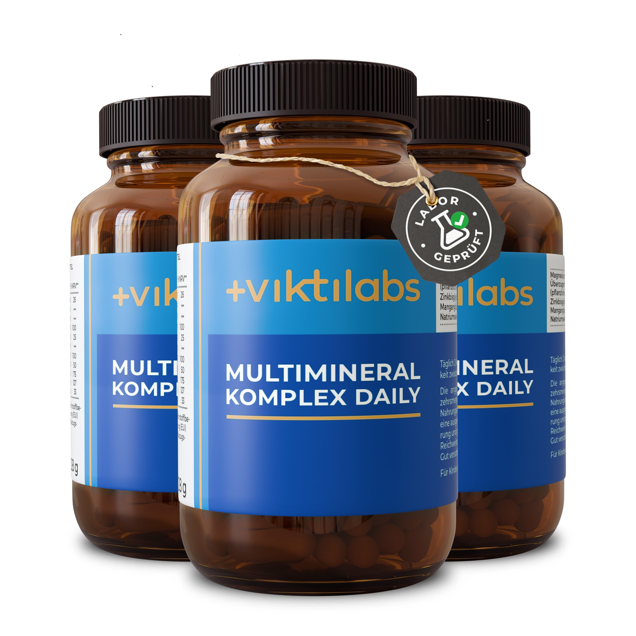 Viktilabs© Multimineral Komplex Daily - Vegan | Hochdosiert mit Magnesium, Silizium, Zink, Eisen, Bor, Kupfer, Mangan, Chrom, Selen, Jod | Laborgeprüft | Ohne Zusätze