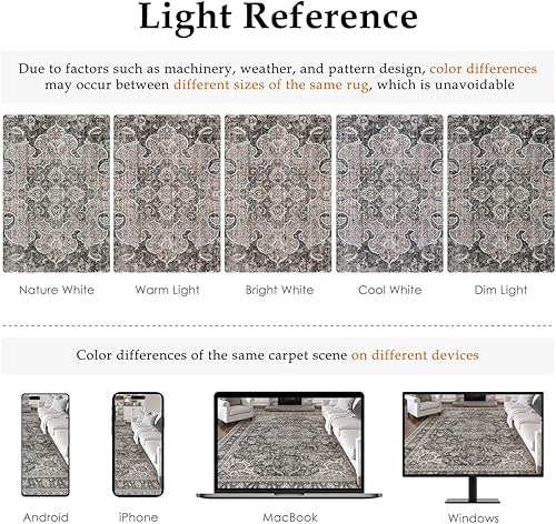 Miniatura 7 de WondRg Alfombra de pasillo de 2 x 6 pulgadas, lavable, antideslizante, suave, con estampado de cachemira, tapete para puerta, para pasillo, cocina,