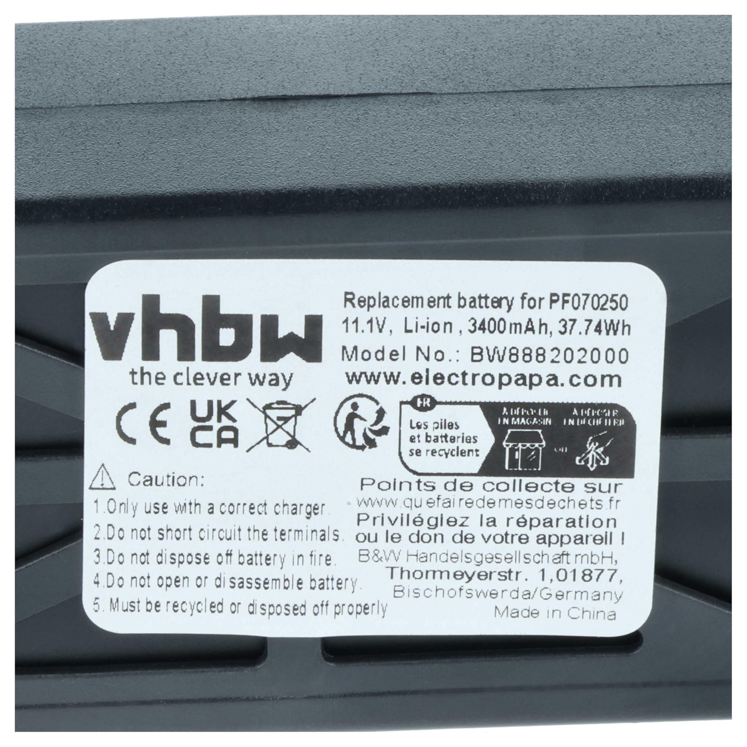 vhbw 1x batteria sostituisce Parrot PF070250 per drone quadricottero multicottero (3400mAh, 11,1V, Li-Poly)