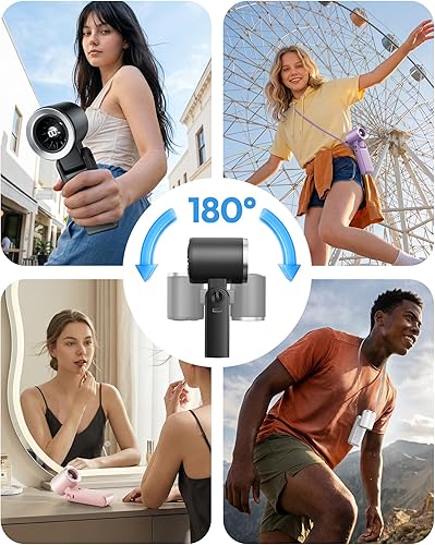 Miniatura 4 de Gaiatop Ventilador turbo portátil de mano, 21 horas de refrigeración, ventiladores de mano 4 en 1 plegables de 180°, mini ventiladores personales de
