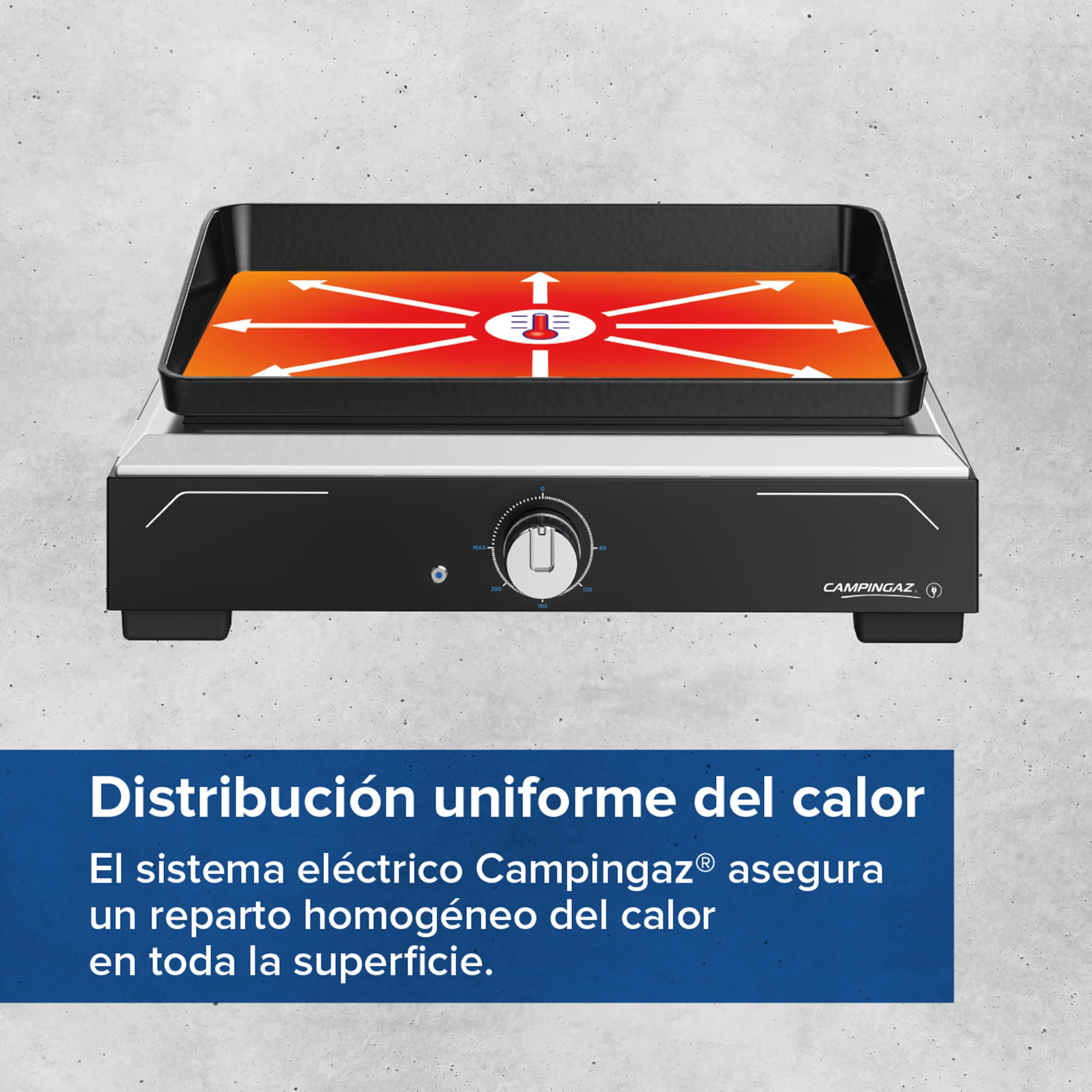 Campingaz Plancha 1 XD Electric | Parrilla Eléctrica Portátil para Interior y Exterior | 2100 W, Negro