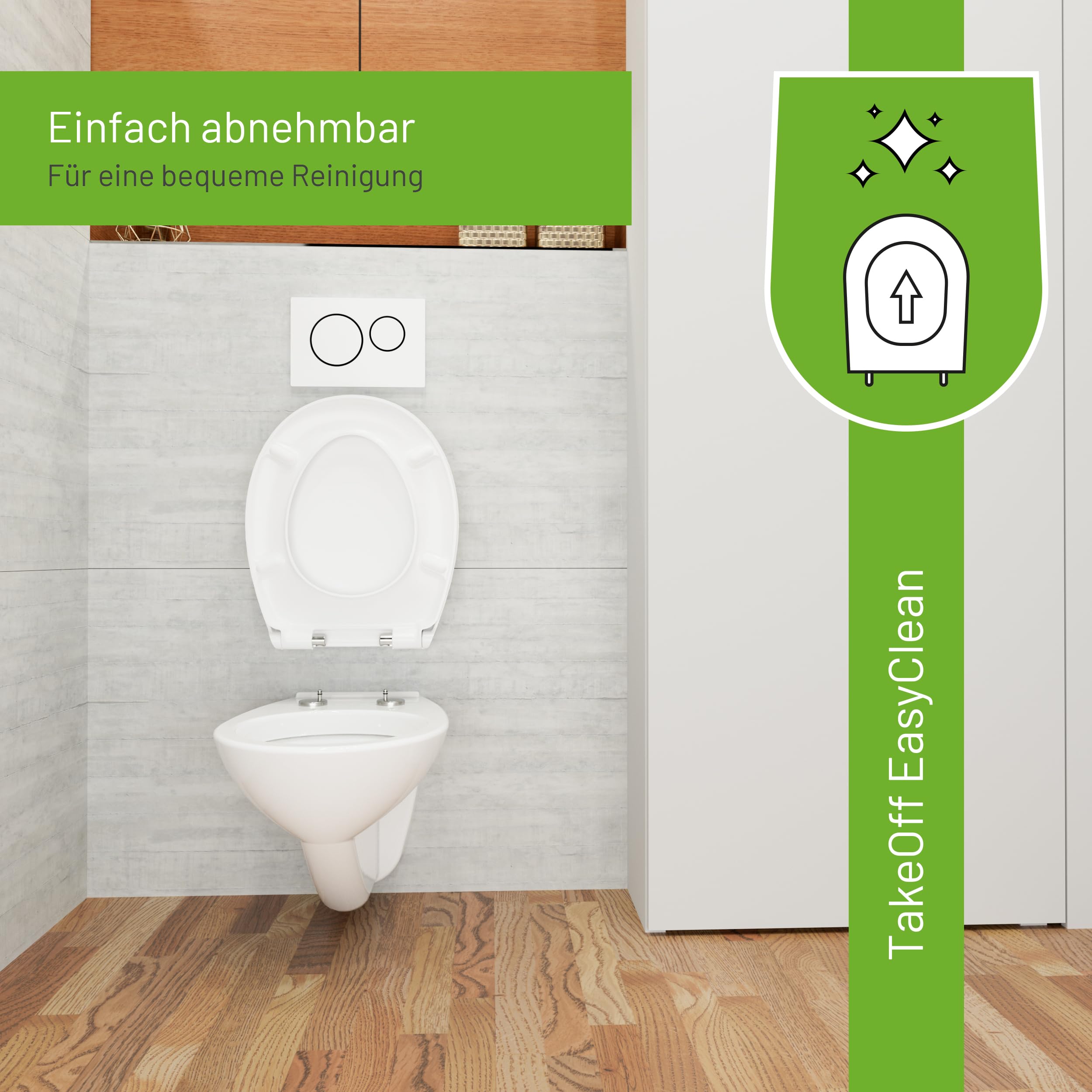 LUVETT S100 WC-Sitz Glitzersteine Oval SoftClose TakeOff EasyClean Weiß | Mit 44 Glitzersteinen in Handarbeit. Duroplast WC-Sitz mit SoftClose Absenkautomatik und 3-in-1 Edelstahl-Befestigungsset.