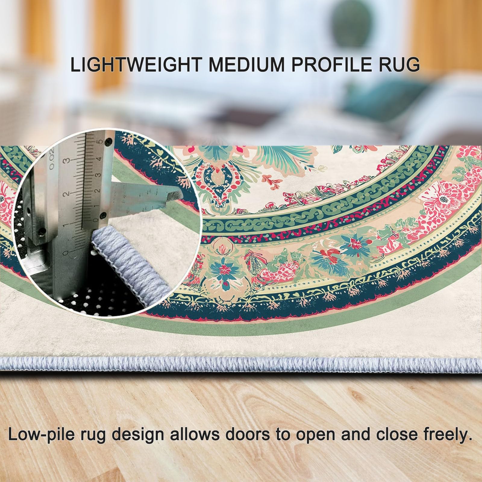 Generico Area Tappeto Soggiorno, Retrò Forma Ovale Motivo Paisley Tappeti Lavabile in Lavatrice Morbido Pile Sala Bambino Cameretta da letto Home Decor Tappeto antiscivolo 100 x 150 cm, Crema
