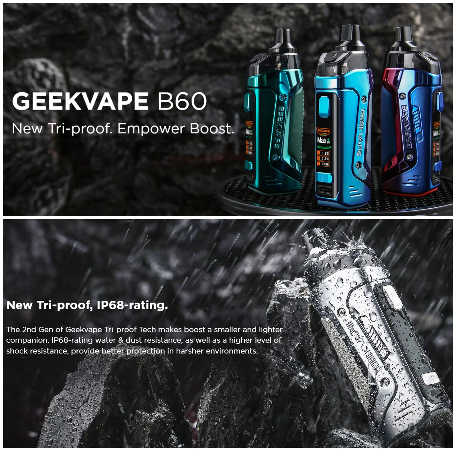 GEEKVAPE B60 - Aegis Boost 2 Mod Kit 60W 5ml Rservoir B60 2000mAh pour  Bobines Srie B - GeekVape Aegis Boost 2 E-cigarette Vaporisateur - Sans  nicotine : Amazon.fr: High-Tech
