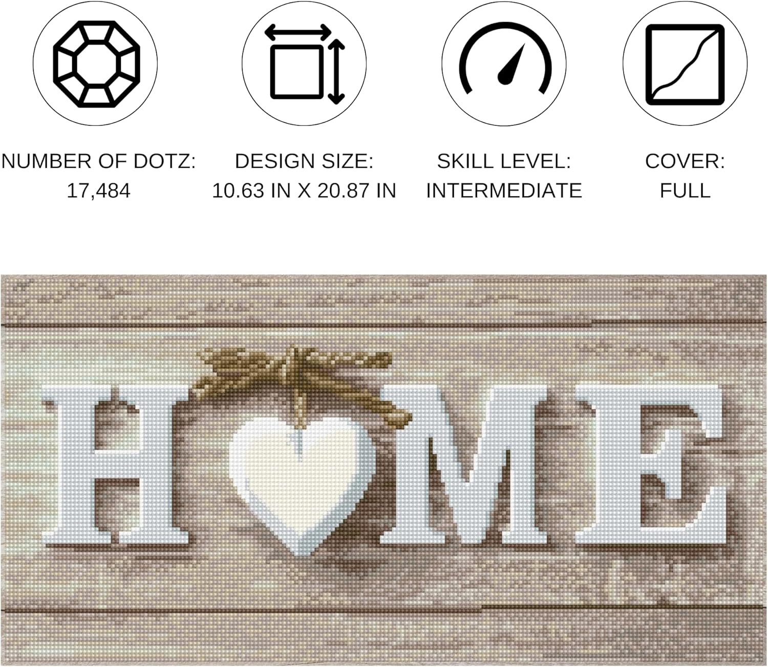 DIAMOND DOTZ Sparkle at Home Word Diamond Painting Kits for Adults - Diamond Art Kits a Relaxing Creative Craft Kit with Dotz Gems 11"x21"