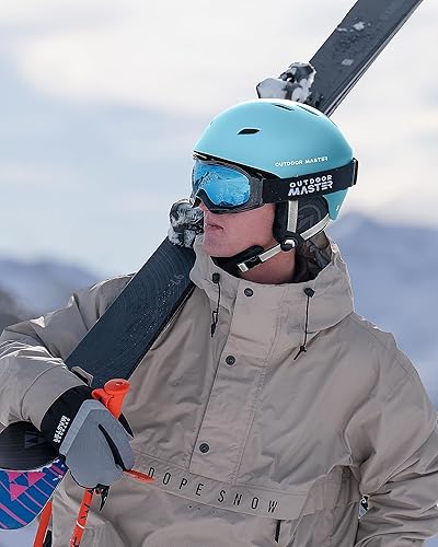 Vista 35 de OutdoorMaster Kelvin - Casco de esquí y snowboard para hombres, mujeres y jóvenes Gris