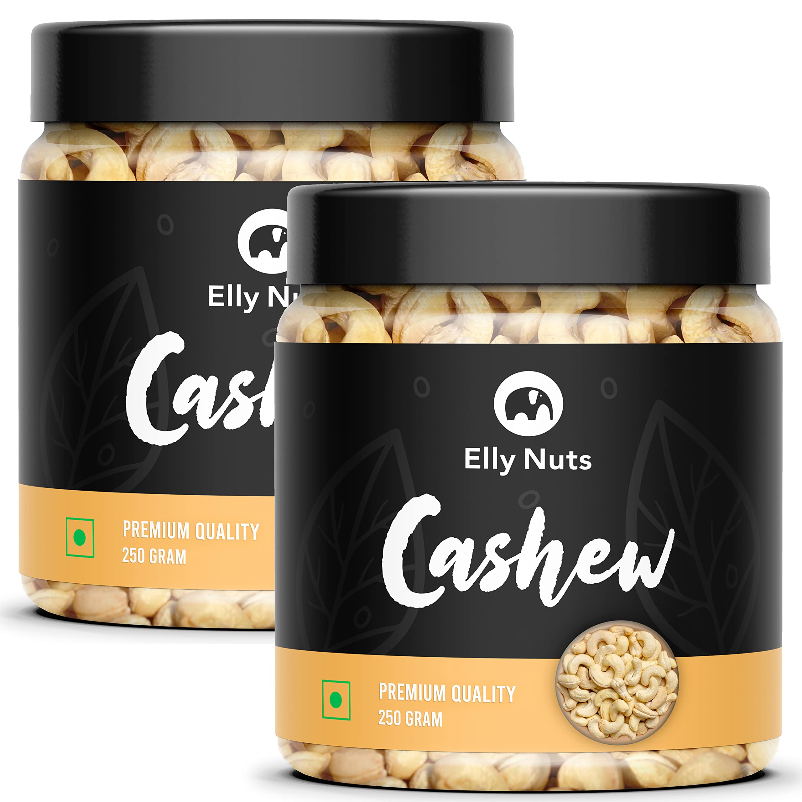Elly Nuts Combo Pack of Cashew Nuts| Whole Plain Kaju 250 gms Each 500 gms| Cashew Dry Dry Fruit Whole Cashew Nuts W270 [Jar Pack] - Diwali Gift Pack