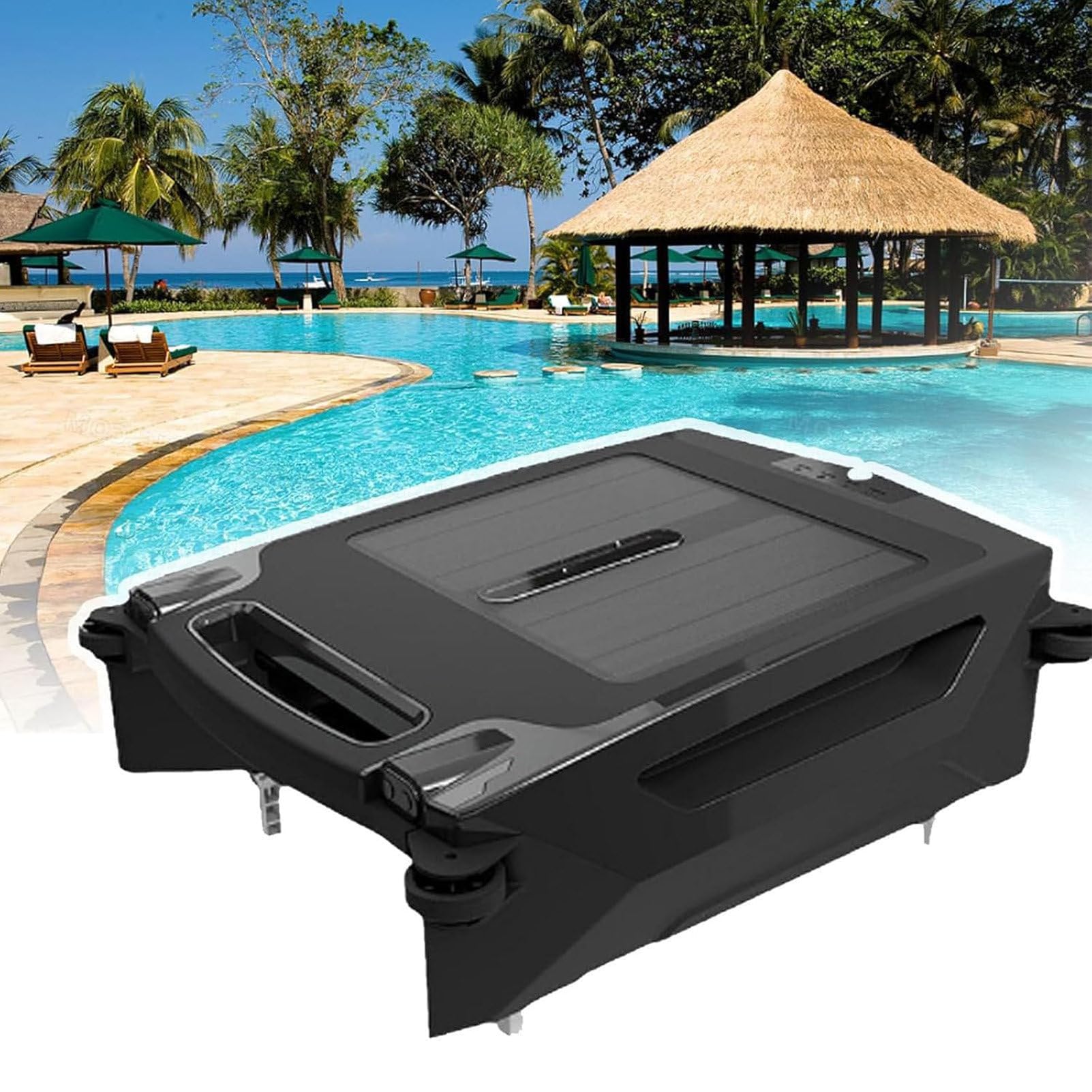 Robot pulitore Solare per Piscina con Skimmer, Robot pulitore per Piscina, Robot Skimmer per Piscina, con Pannello Solare, per Tutte Le Piscine, evitamento Intelligente degli Ostacoli.