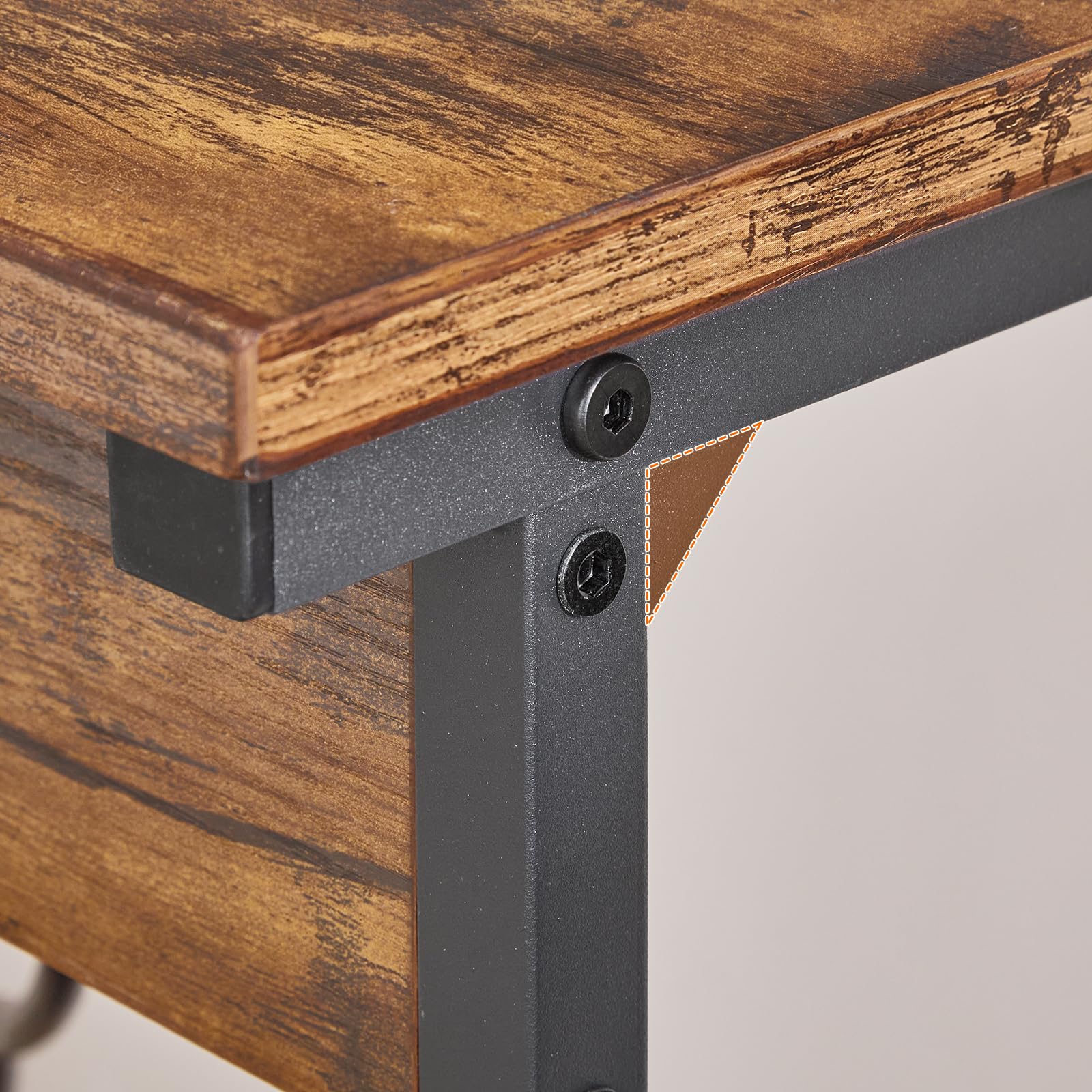 HOOBRO C-Form Beistelltisch mit Ladestation, höhenverstellbarer Beistelltisch mit Steckdose, Sofatisch, Couchtisch für Wohnzimmer, Schlafzimmer, Arbeitszimmer, Vintagebraun und Schwarz EBF71CSF01