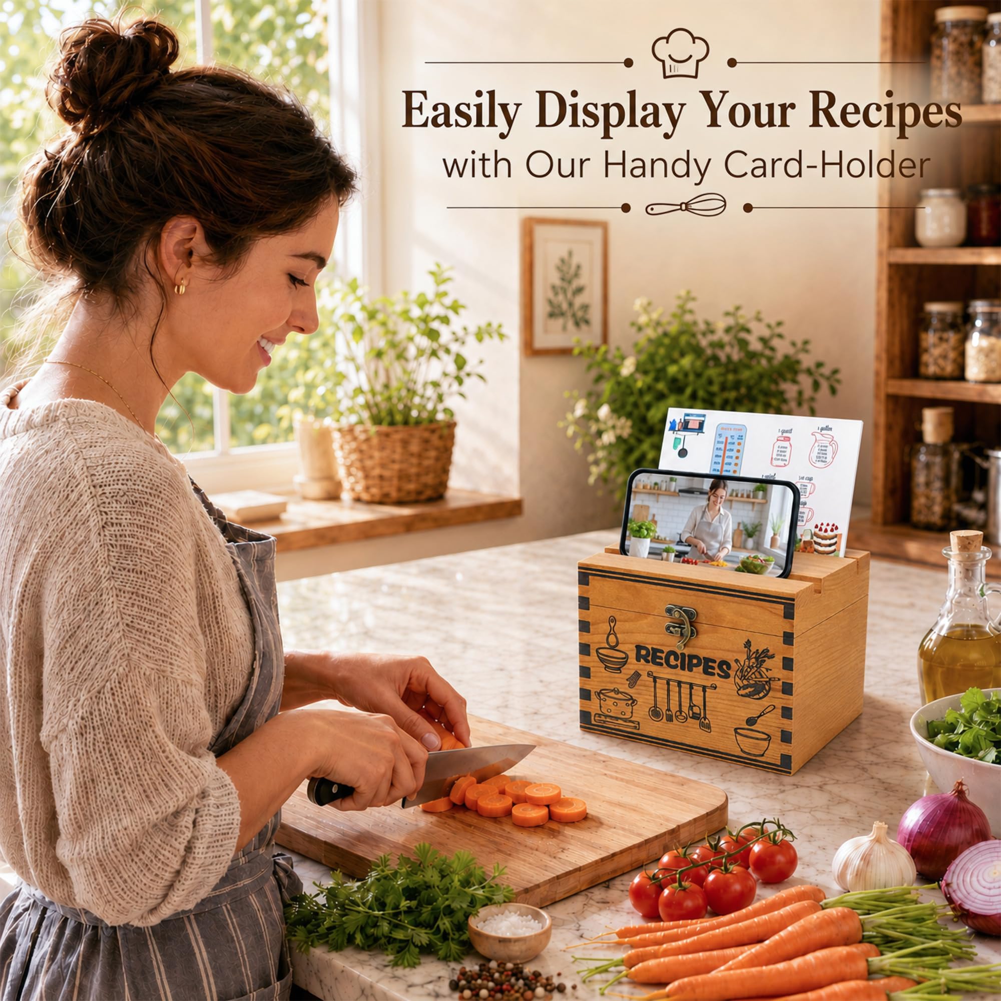 Wooden Recipe Box - Organize Your Recipes! -6