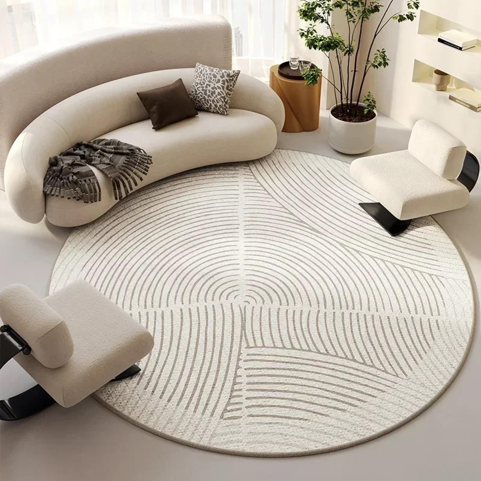 Tapis rond minimaliste pour adoucir le salon et réchauffer la chambre à coucher