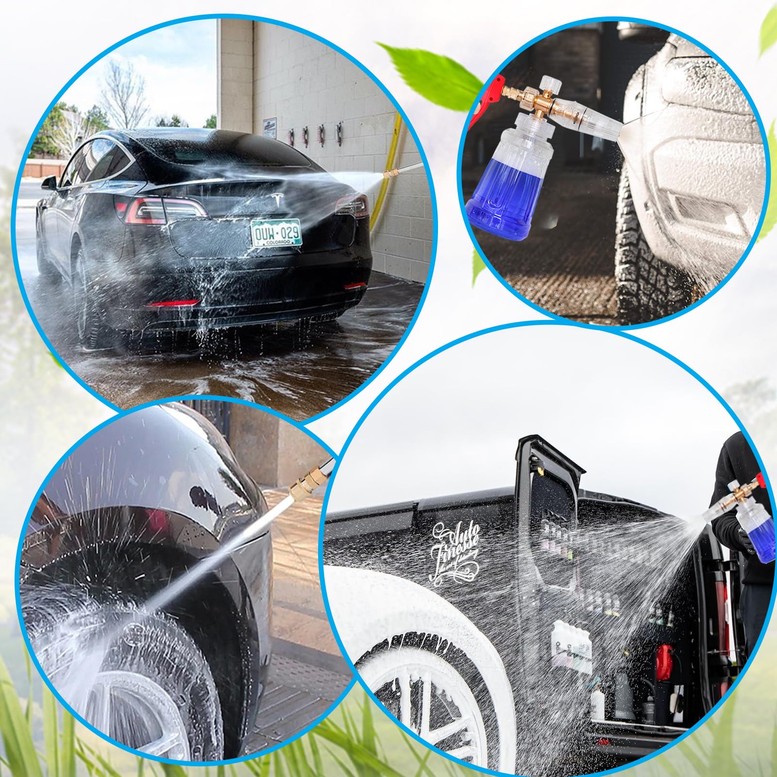 Cañón de espuma para lavadora a presión con conector doble, cañón de espuma Balabulala para coche con adaptador doble, M22 y conexión rápida de 1/4 pulgadas, 4200 PSI