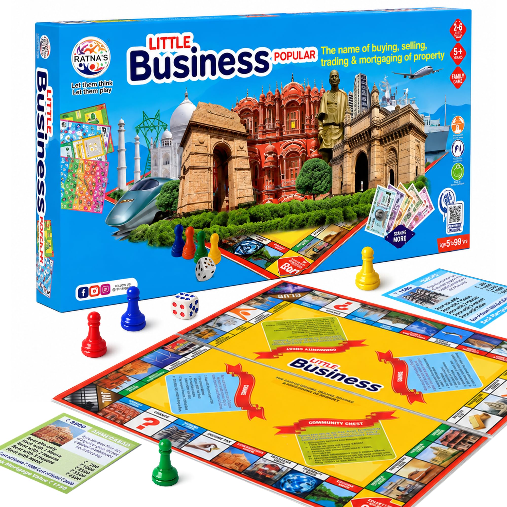 Ratna's Little Business 5-in-1 Board Game Popular with Notes - Includes Other Games Like Ludo, Snakes & Ladders, Car Rally, and Cricket - Made in India-image-19