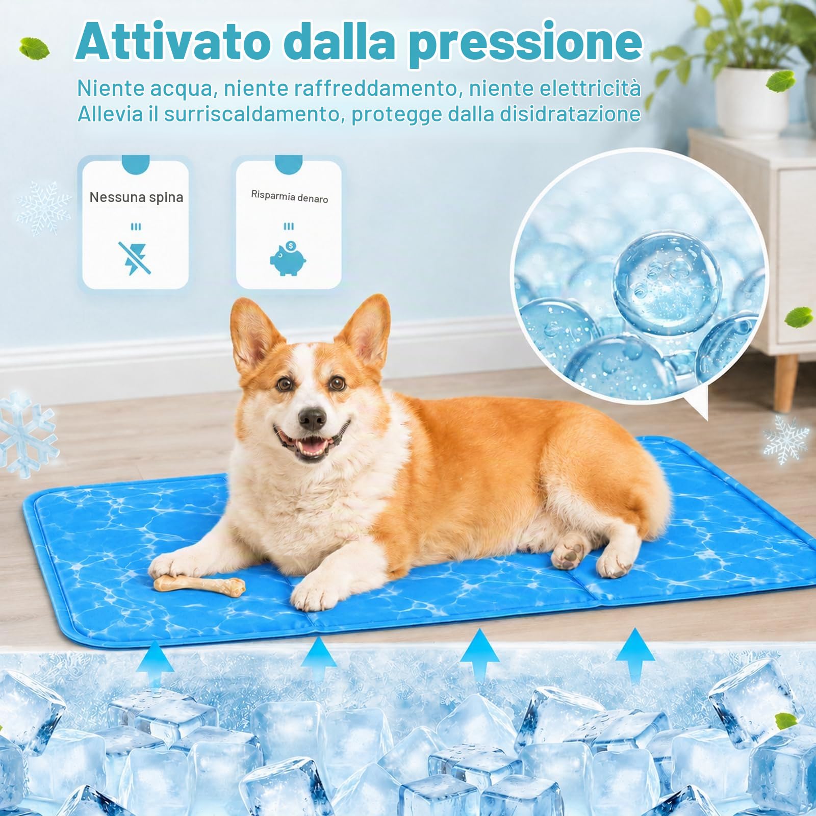 Tappetino Refrigerante Cane 80 x 120 cm, Materassino Fresco per Cani e Gatti in Oxford 300D e PVC, Pieghevole e Resistente all’Acqua per Casa, Auto e Cuccia