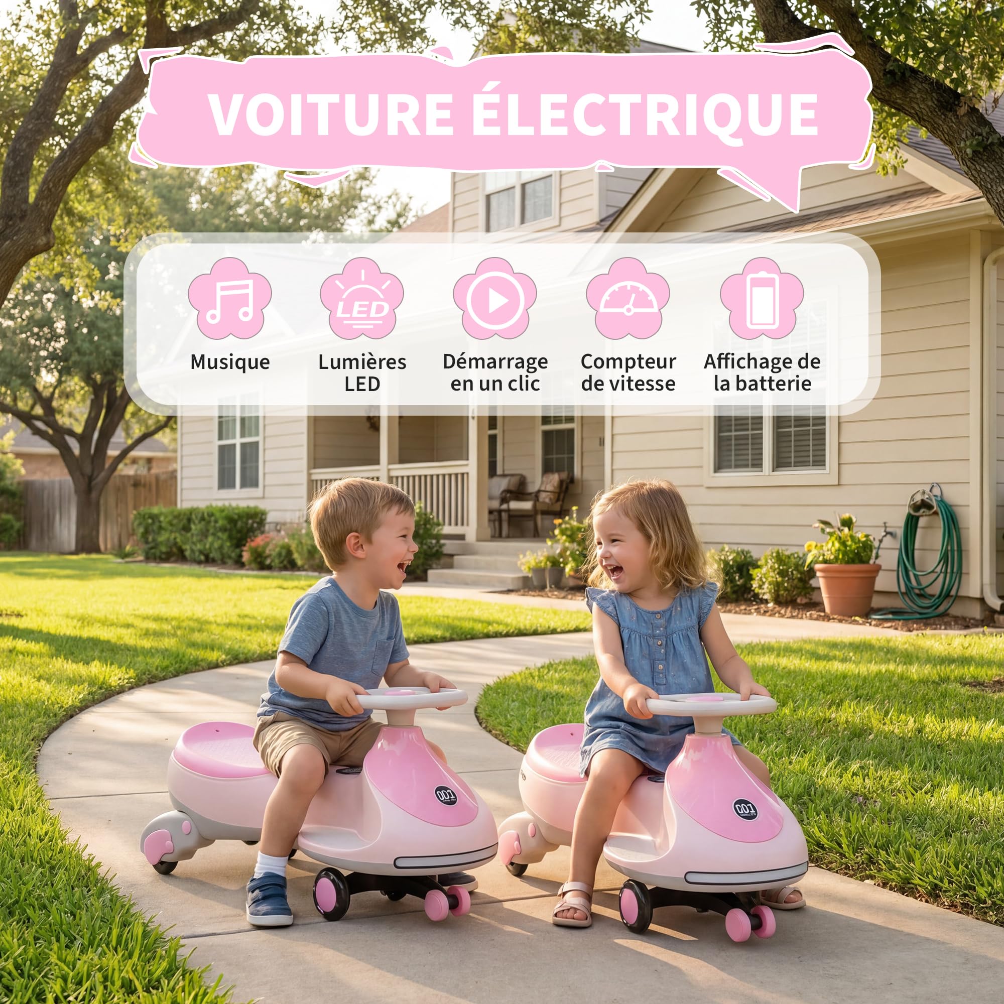 Acekool Voiture Électrique Enfant 12V 2-en-1 Twistcar -