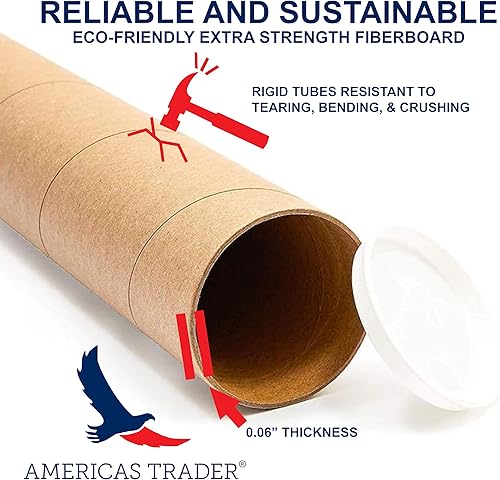Miniatura 3 de TubeeQueen Tubo de correo  1.5 pulgadas de diámetro x 25 pulgadas de largo  Paquete de 6 tubos de correo Kraft  Tubo de correo para envío y