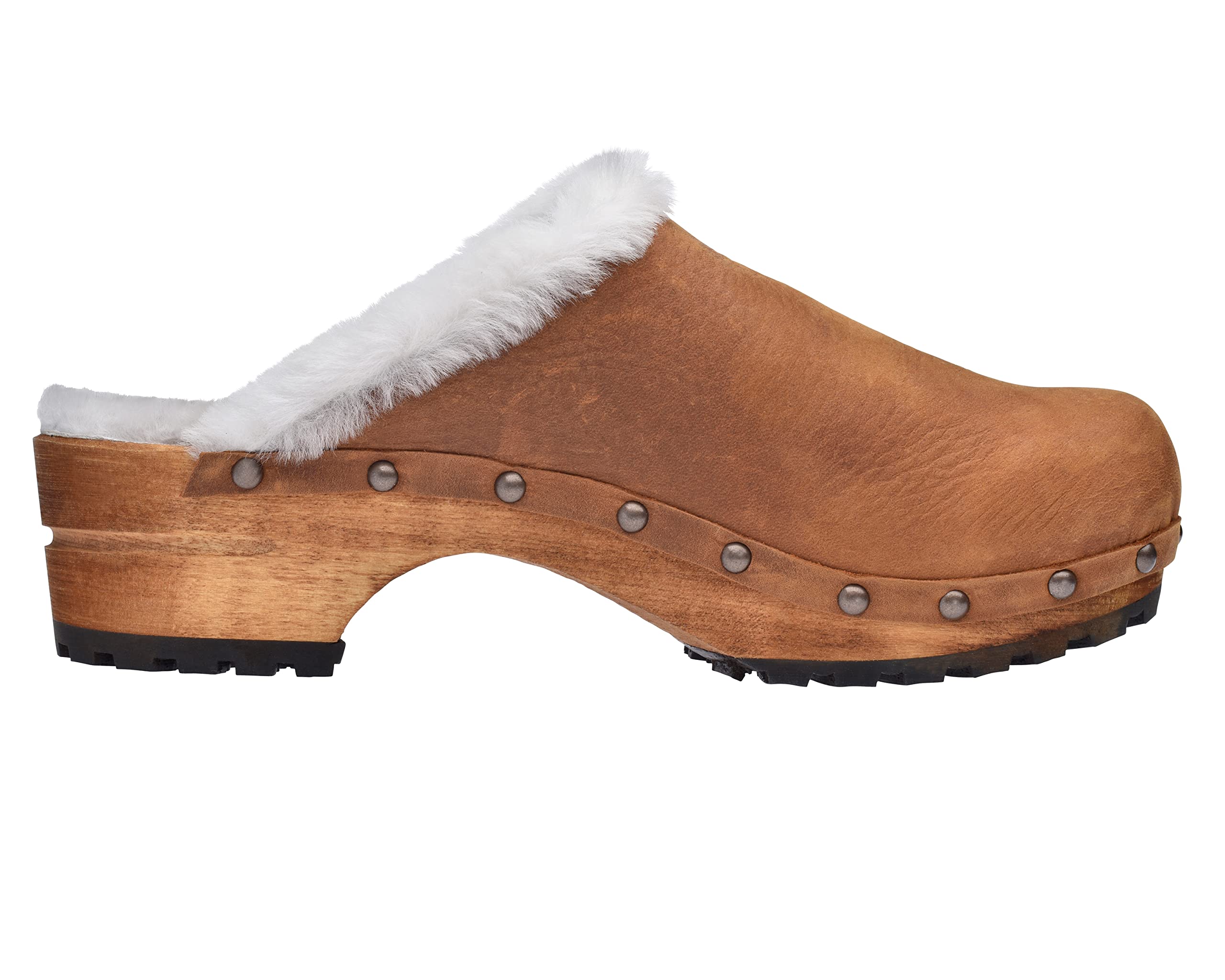 Sanita Hese | Zoccoli Aperti da Donna | Zoccoli in Pelle con Suola in Legno | Prodotto Originale Fatto Mano | Suola sostenibile | Marrone | 36 EU