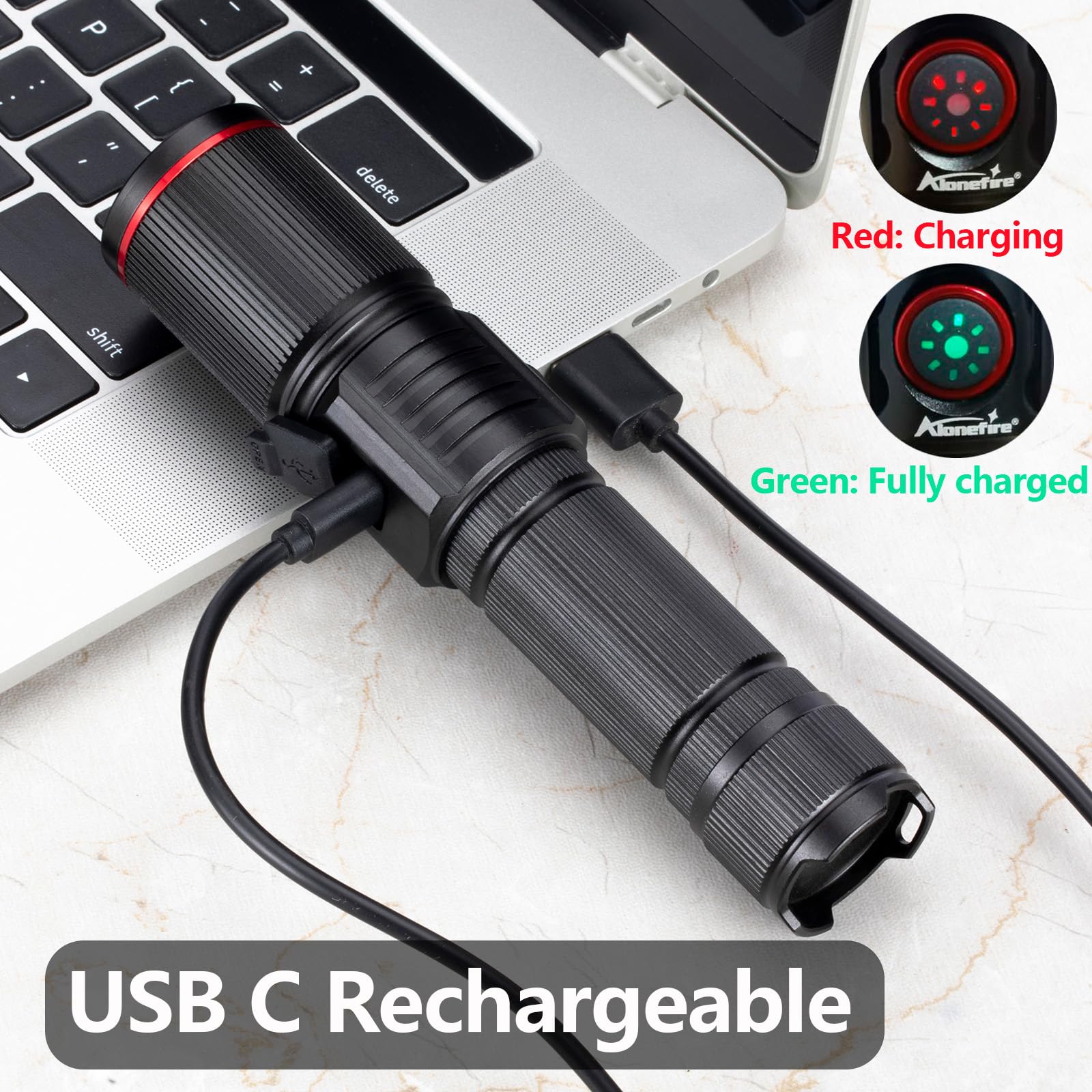 SV96 RGBW Multi-Color LED Linterna USB-C Recargable Zoomable Rojo Verde Azul Blanco Luz para Astronomía Caza con Batería 4