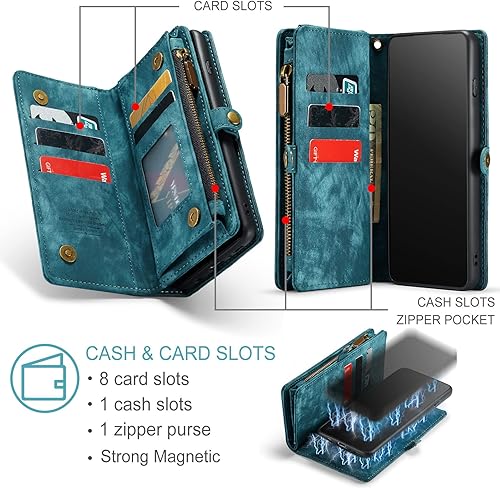 Miniatura 2 de Asuwish Funda de teléfono para Samsung Galaxy S10 con cremallera, funda desmontable con protector de pantalla de vidrio templado y tarjetero