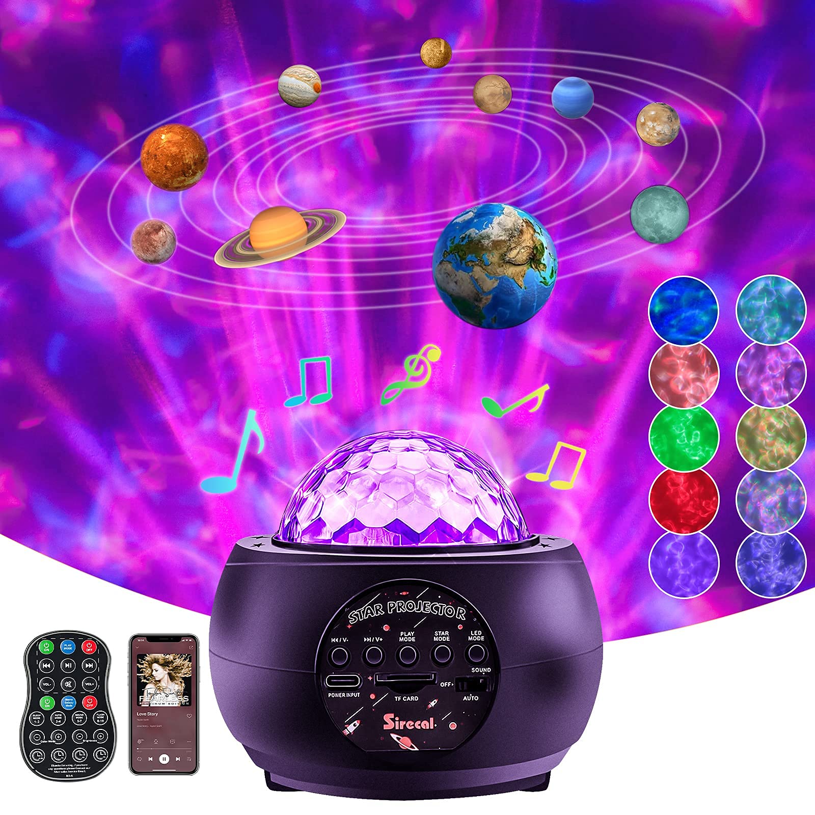 Star Projector, 3 in 1 Galaxy Projector Light for Bedroom, Night Light Projector with10 Planets Ocean Wave Starlight Nebula, Sky Projector for Kids Adults