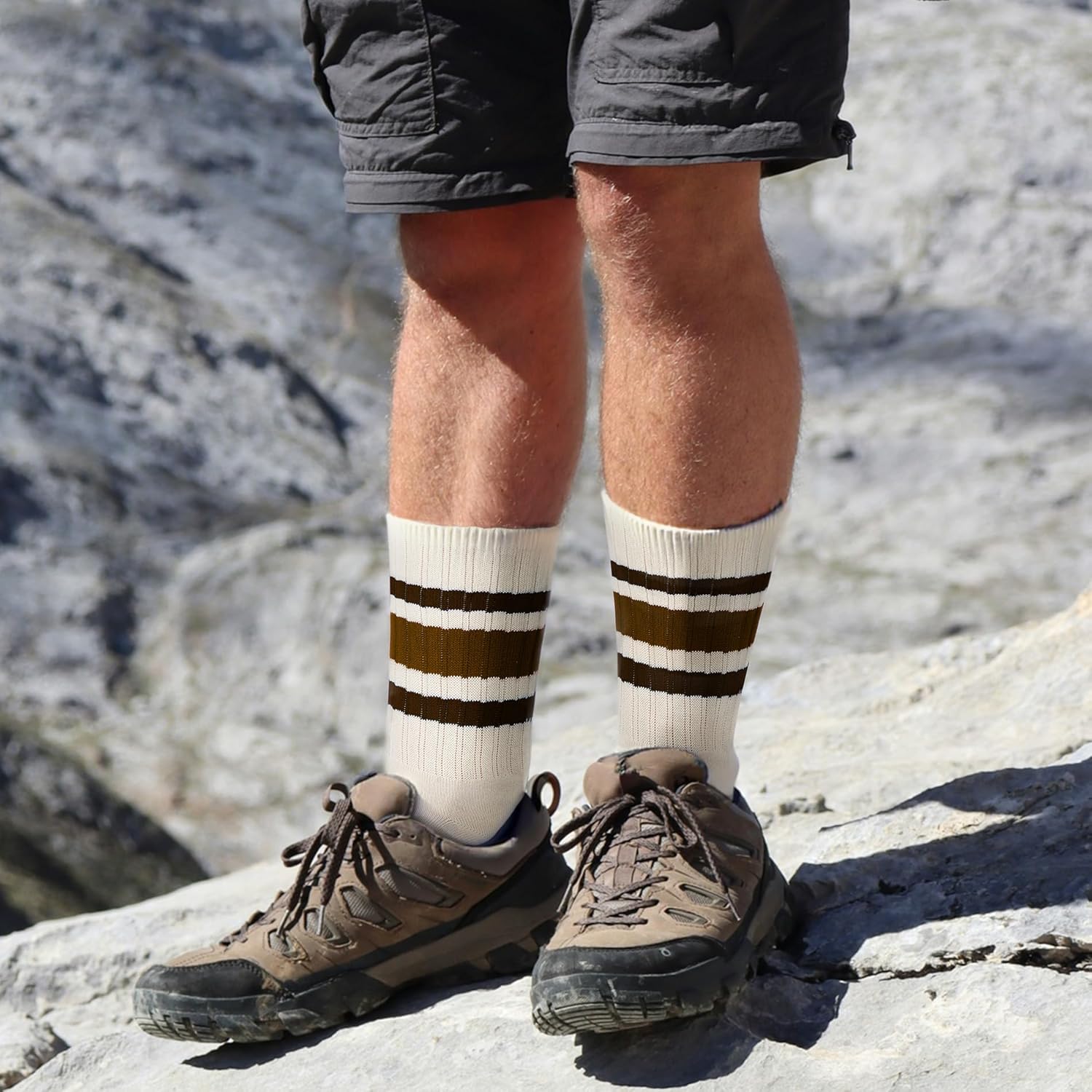 American Trends Retro Striped Crew Socks for Women Slouchy Athletic Calf Tube Socks Running Golf Tennis Volleyball Etc - Image 2