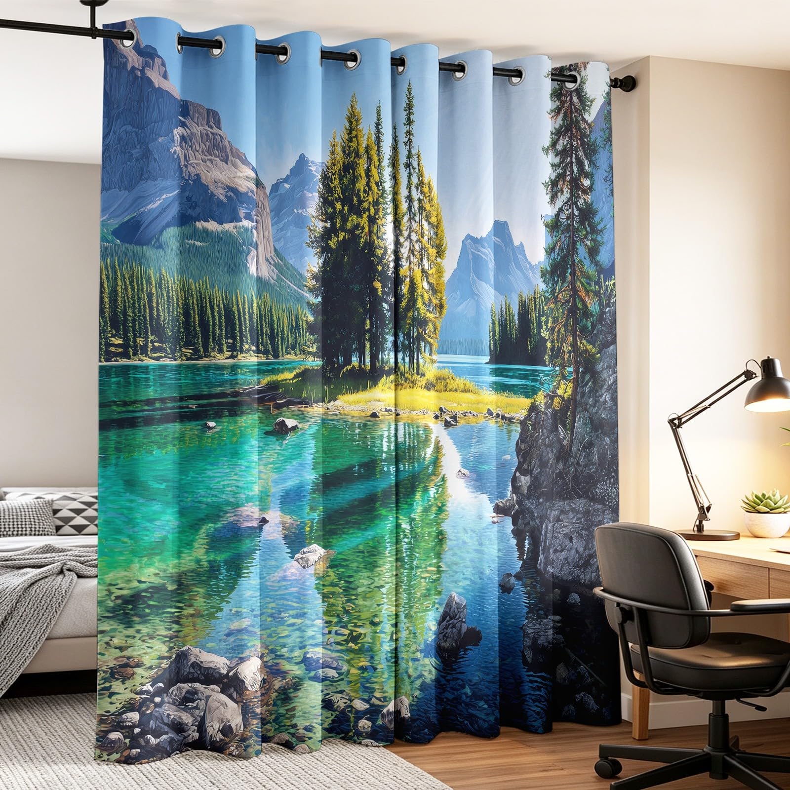 Malownicze zasłony zaciemniające do sypialni, szer. 140 x gł. 274 cm, 2