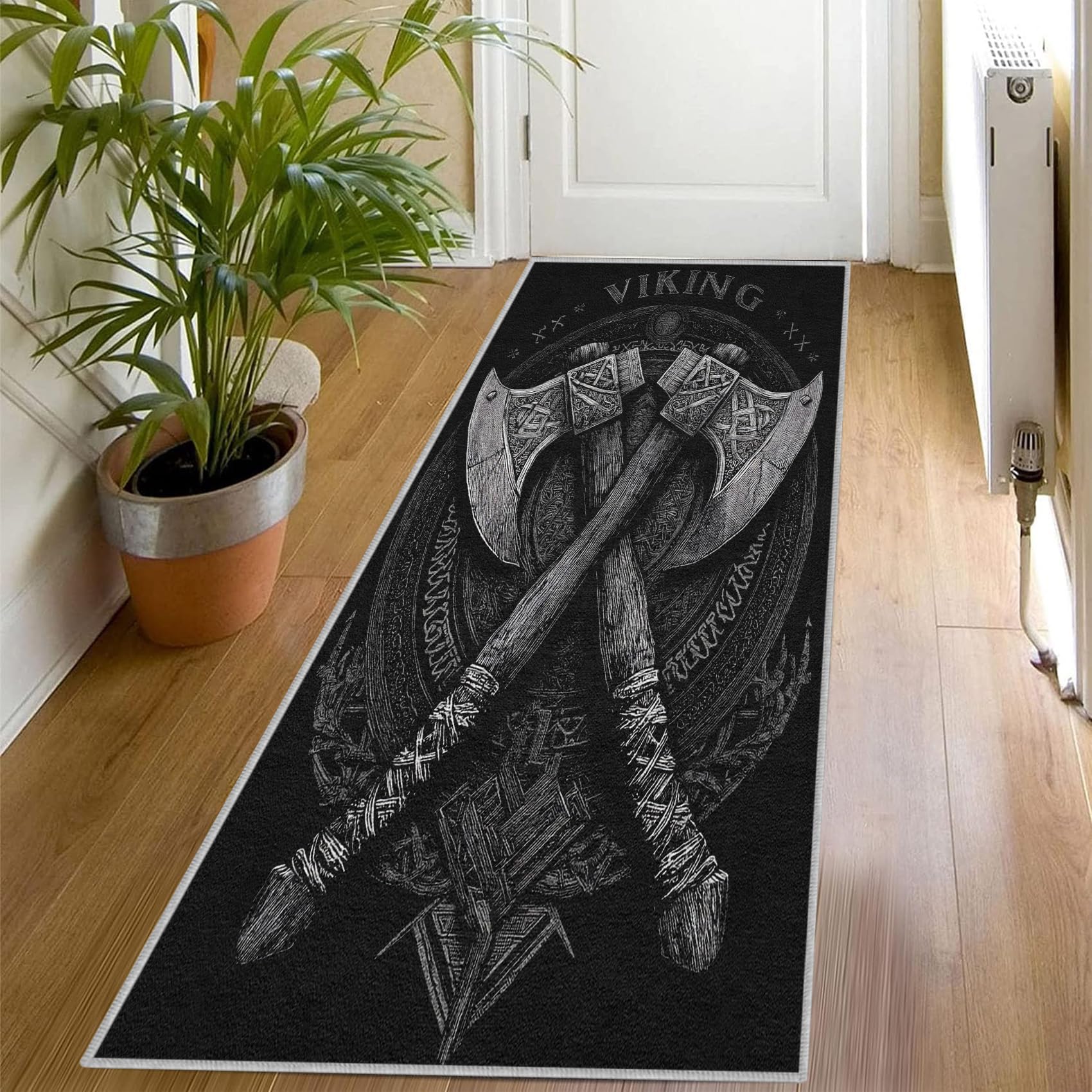 Generisch Wikinger Teppich Läufer, Nordische Mythologie Teppich Läufer Flur 80x150cm rutschfest Waschbar Küchenteppich Teppichläufer für Korridor Eingang Küche Schlafzimmer Teppiche eJO272