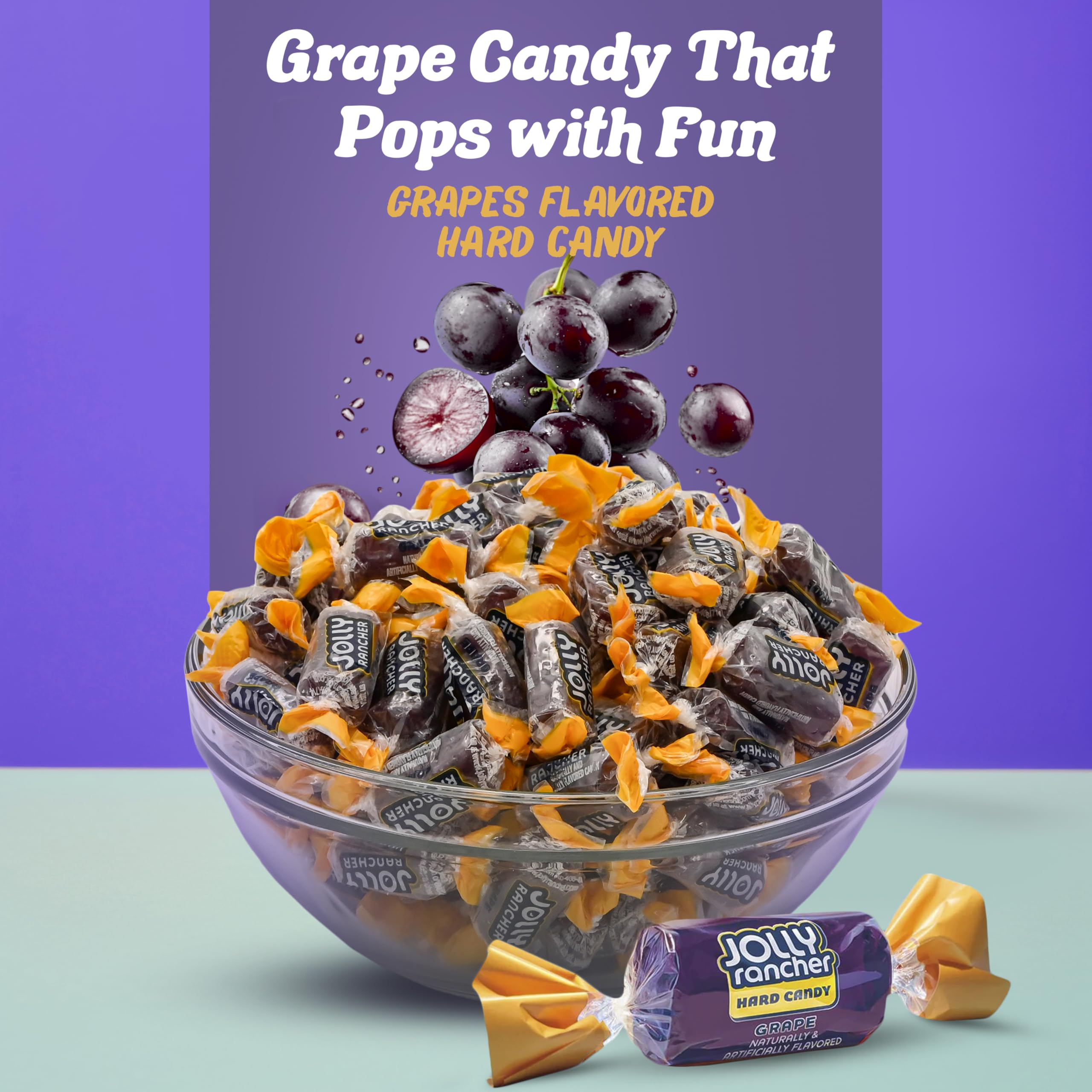 Grape Jolly Ranchers Hard Candy – Original Flavor – 1 LB Bulk Bag (Approx. 75 Pieces) – Individually Wrapped Tart & Sweet Treats for Baby Showers, Back to School, Birthdays & Gift Bags