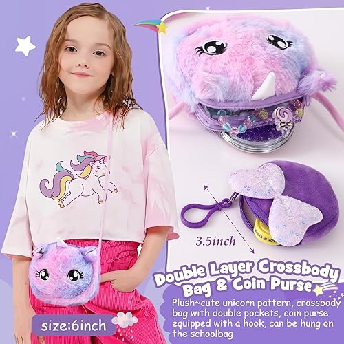 Miniatura 6 de Tacobear Regalos de unicornio para niñas de 5, 6, 7, 8 a 12 años, con auriculares con cable de 0.138 in, botella de agua, bolsa de felpa, bolsa,