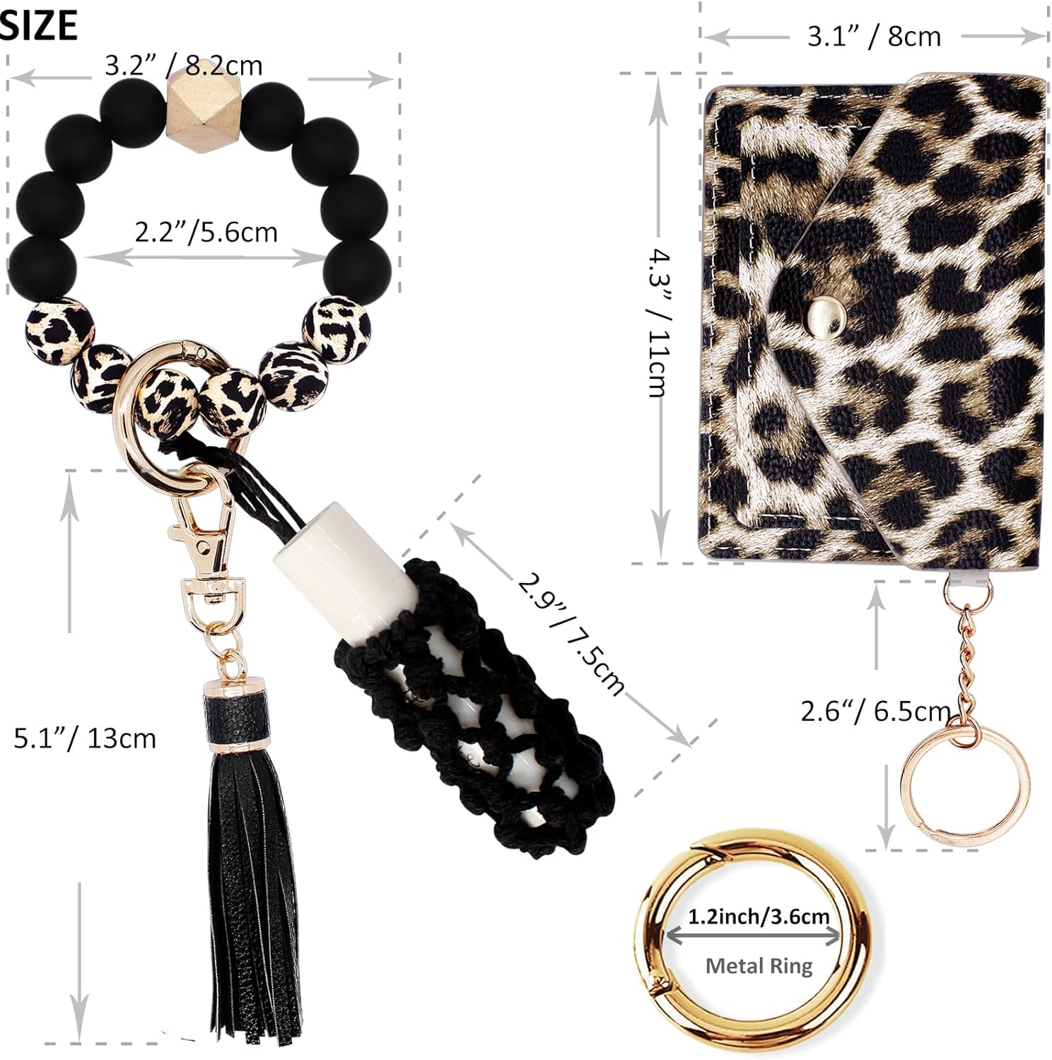 BIHRTC Silicone Key Ring Bracelets Wristlet Keychain Wallet with Net Chapstick Holder for Women - Image 2