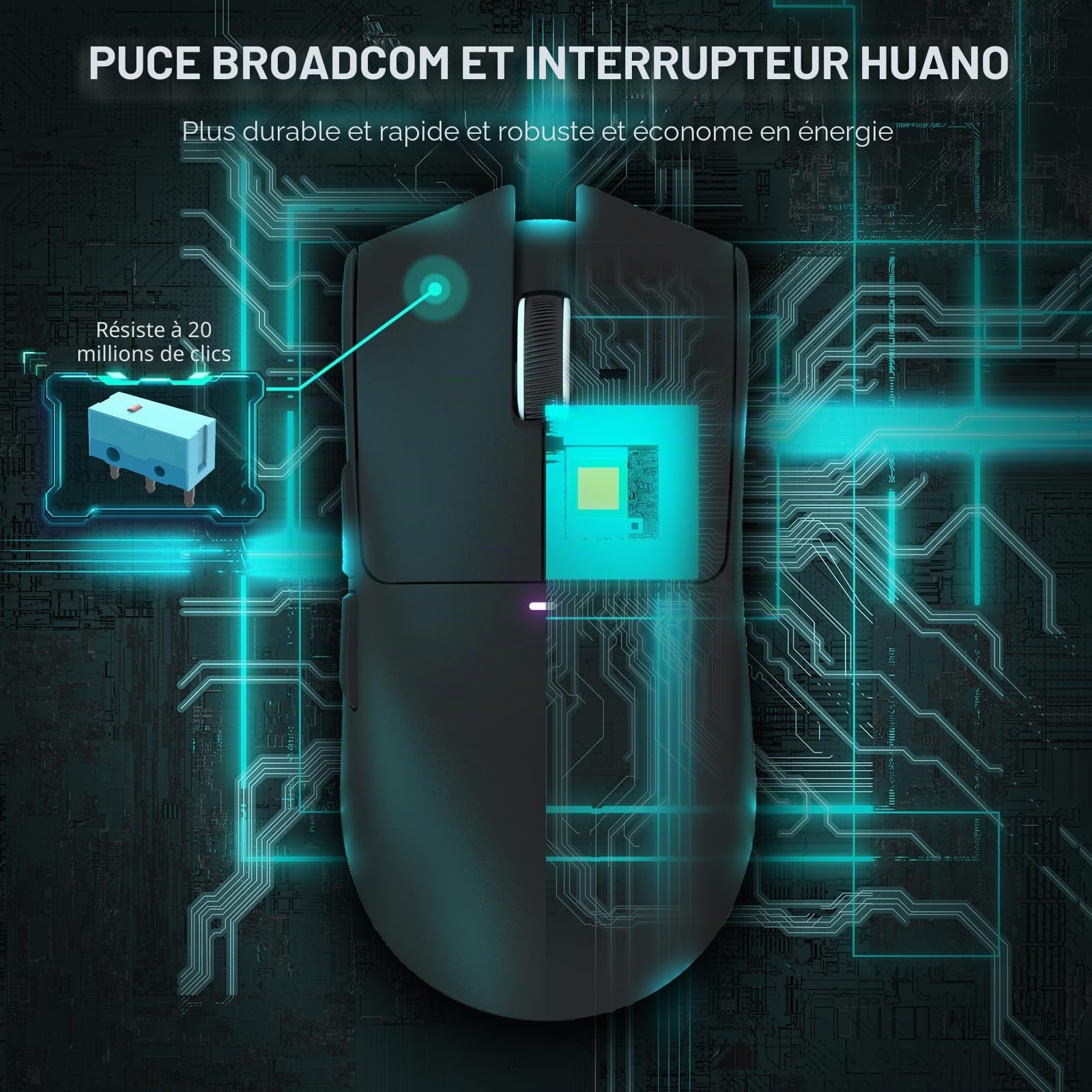 LexonElec x Attack Shark X11 Souris de Jeu sans Fil avec Station de Chargement Magnétique RVB, PixArt PAW3311, Souris de Jeu Tri-Mode Ultralégère 59 g, Filaire/2,4 G/BT, 22K DPI-Black