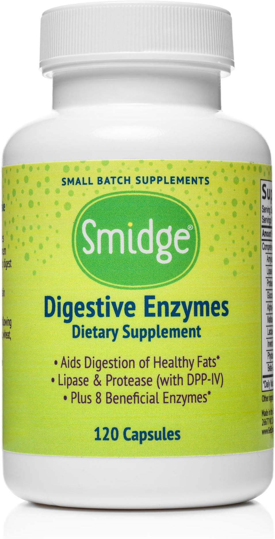 Smidge® Digestive Enzymes – Comfy Digestion – Lipase & Protease – 120 Capsules