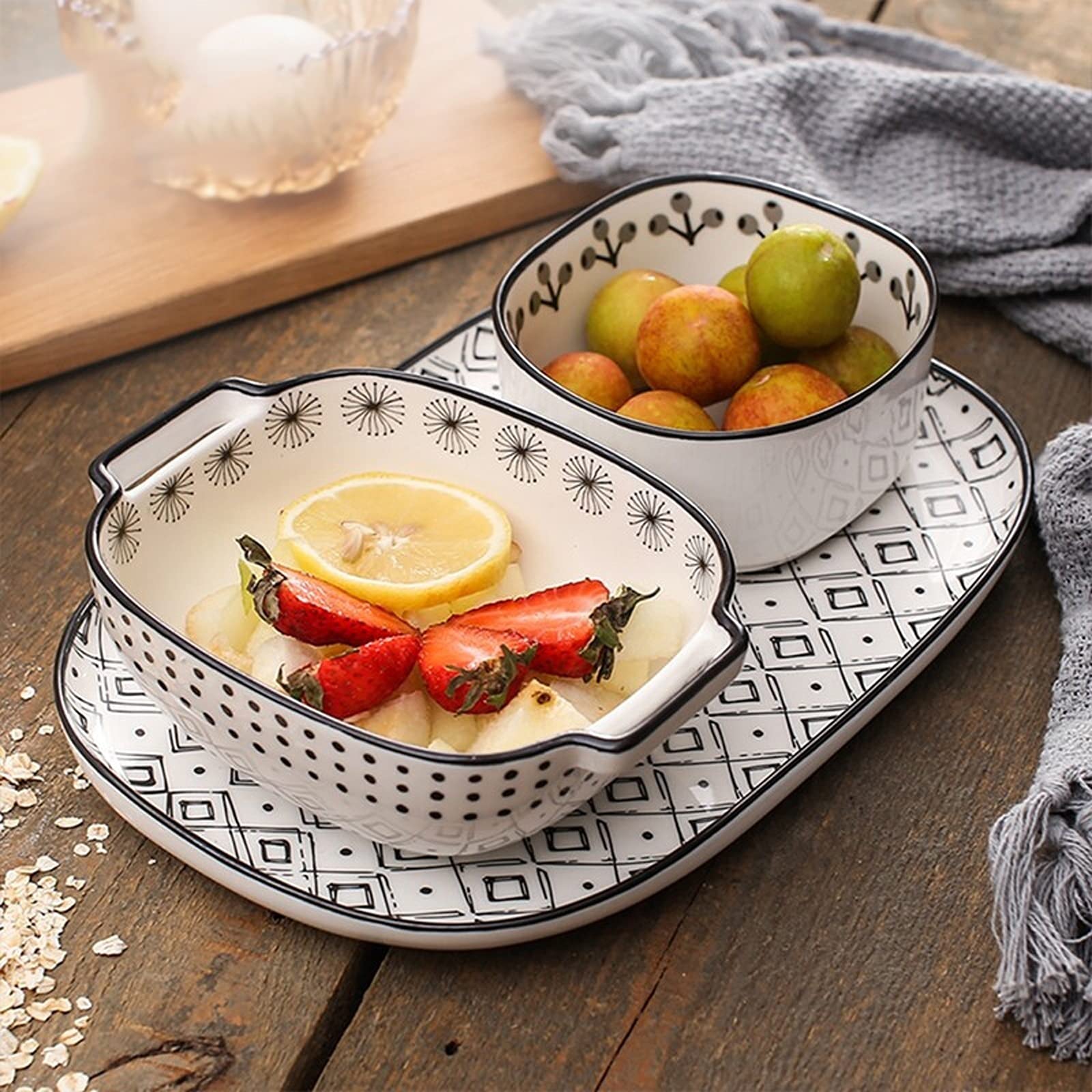 Nonstick forma do pieczenia zestaw naczyń do pieczenia ceramiczne naczynie do pieczenia zapiekanek naczynia do pieczenia ciasta patelnia do gotowania pieczenia patelni zestaw (3-częściowy zestaw) nieprzywierająca forma do ciasta (kolor: A)