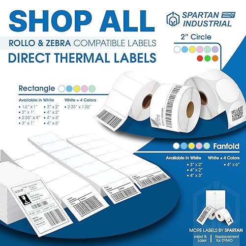 Miniatura 9 de Etiquetas térmicas directas Spartan Industrial de 4" x 6" azules con abanico para envío  (500 etiquetas totales de 4x6 con abanico)  Compatibles con