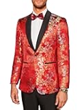 COOFANDY Men's Floral Tuxedo Jacket Luxury Embroidered Stylish Suit Blazer Jacket for Wedding Party Dinner
