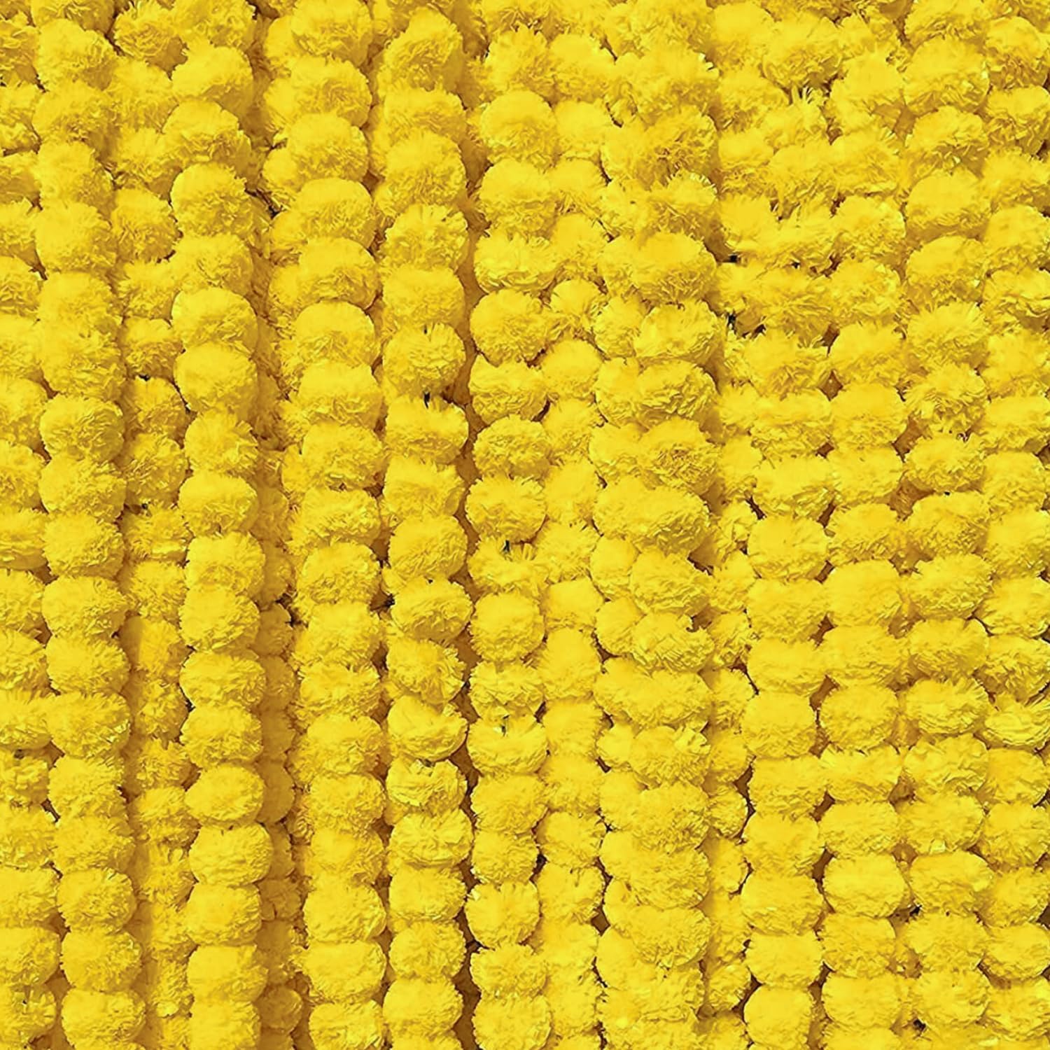DRYPHON Artificial Marigold Garlands, Diwali & Pooja Room Decorations, Ganpati Decoration Combo (Yellow, Pack of 15)