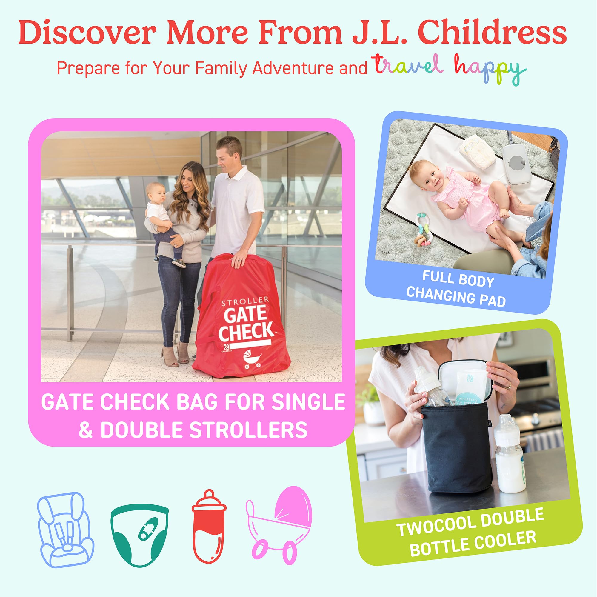 J.L. Childress Premier - Borsa da viaggio per seggiolino auto, imbottitura spessa, cinghie per zaino e supporto AirTag, compatibile con seggiolini auto UppaBaby, Nuna, Chicco e altri seggiolini auto