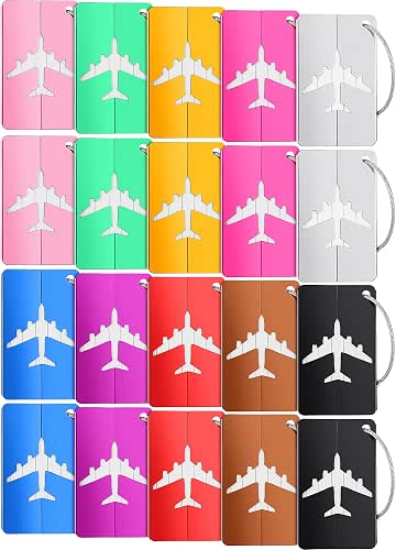 20 Pieces Metal Luggage Tags Aluminum Suitcase Labels Travel Bag