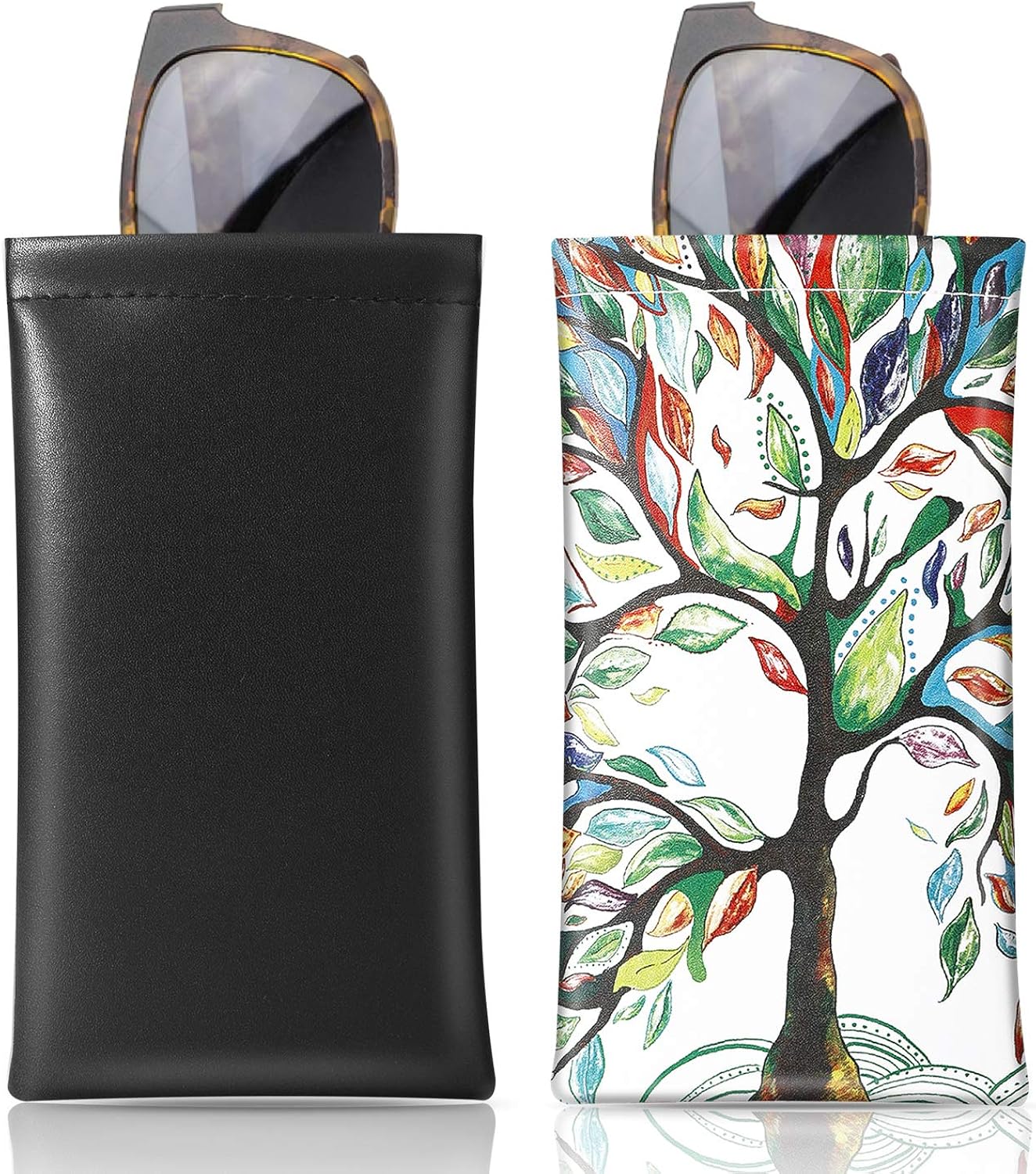 MoKo Estuche para lentes paquete de 2 funda de cuero suave portátil para mujeres y hombres