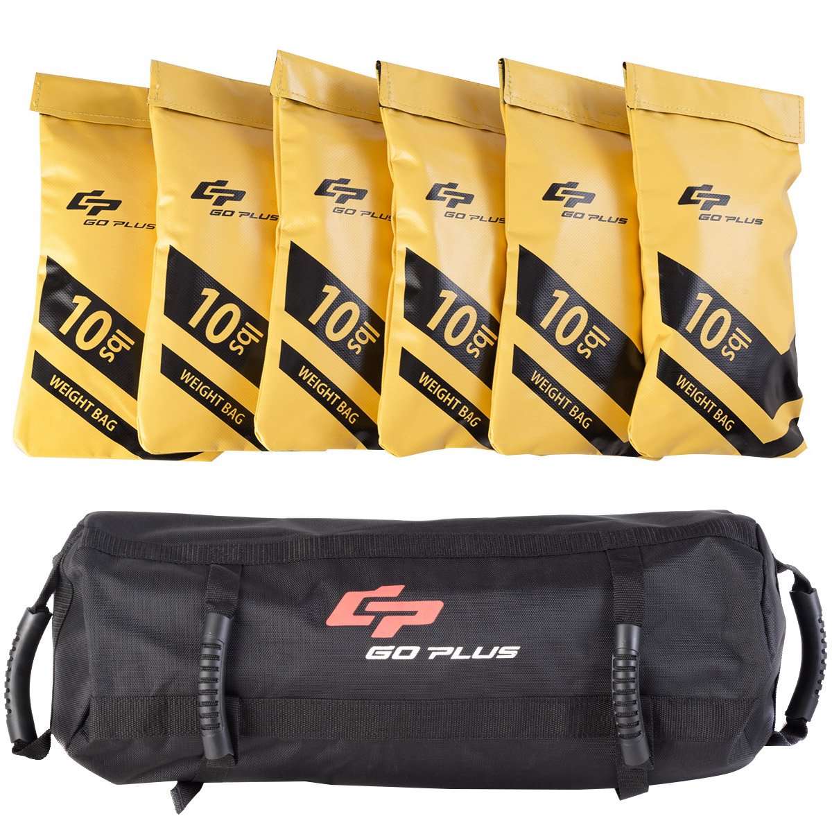 GOPLUS Sac de Sable Musculation 27/18/9KG, Sandbag 4,5KG, Sac Lesté en Tissu Oxford avec 6 Poignées en Caoutchouc